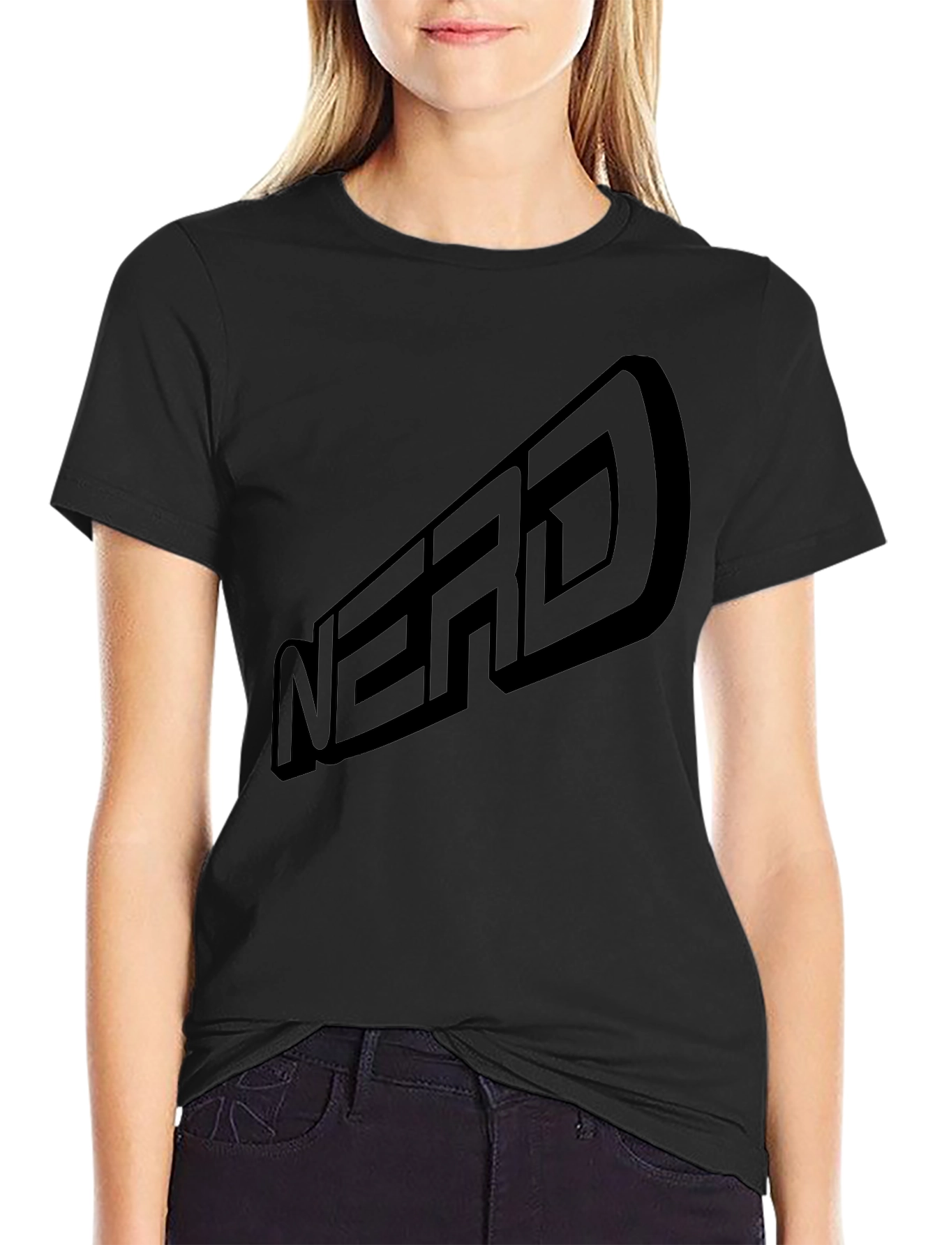Black Nerd T-Shirt - Casual Graphic Tee