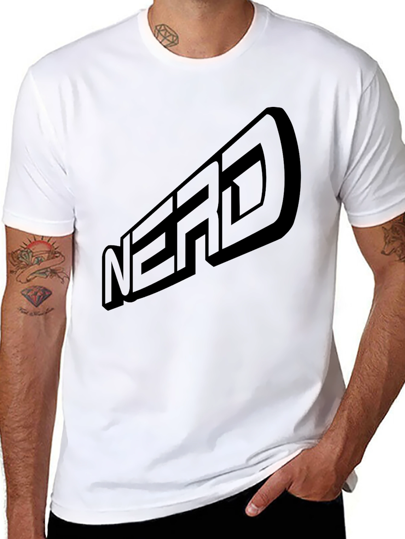 Black Nerd T-Shirt - Casual Graphic Tee