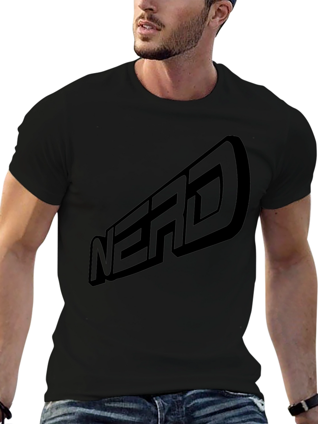 Black Nerd T-Shirt - Casual Graphic Tee