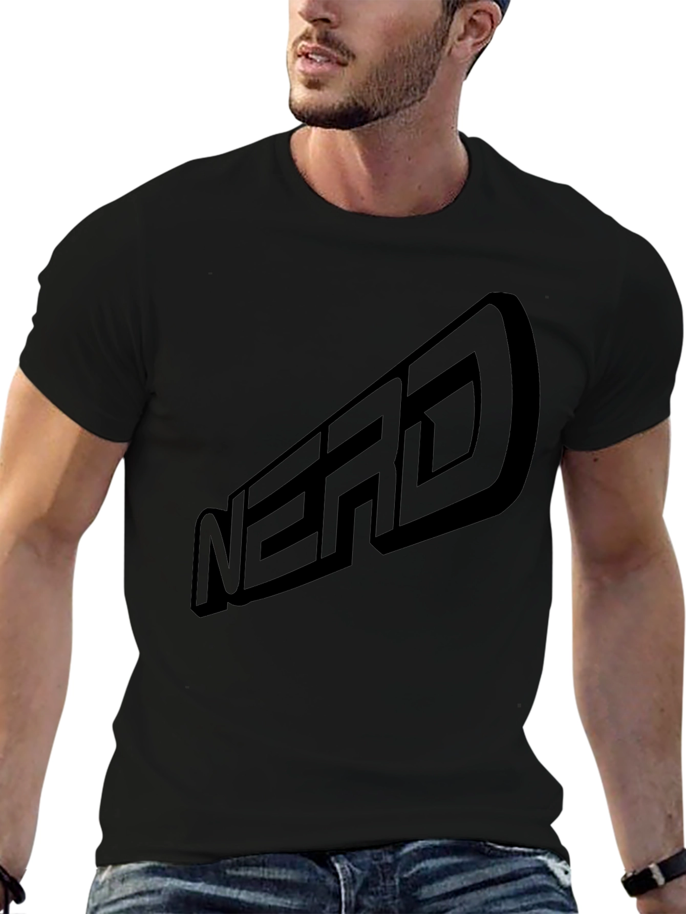 Black Nerd T-Shirt - Casual Graphic Tee