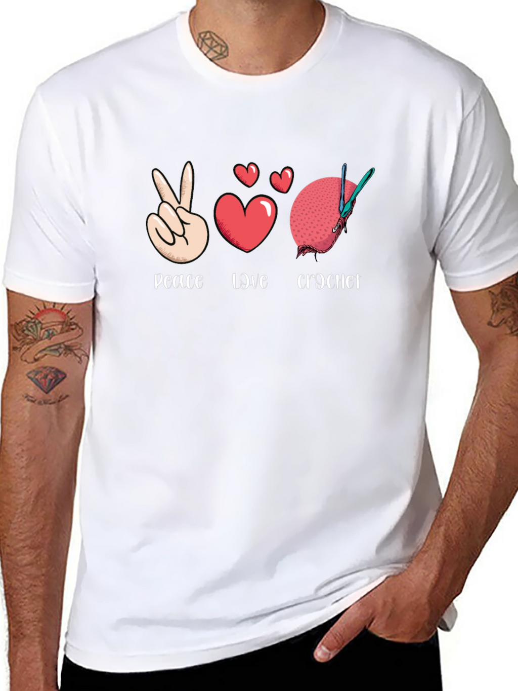 Peace Love Crochet T-Shirt - Hobbyist Apparel