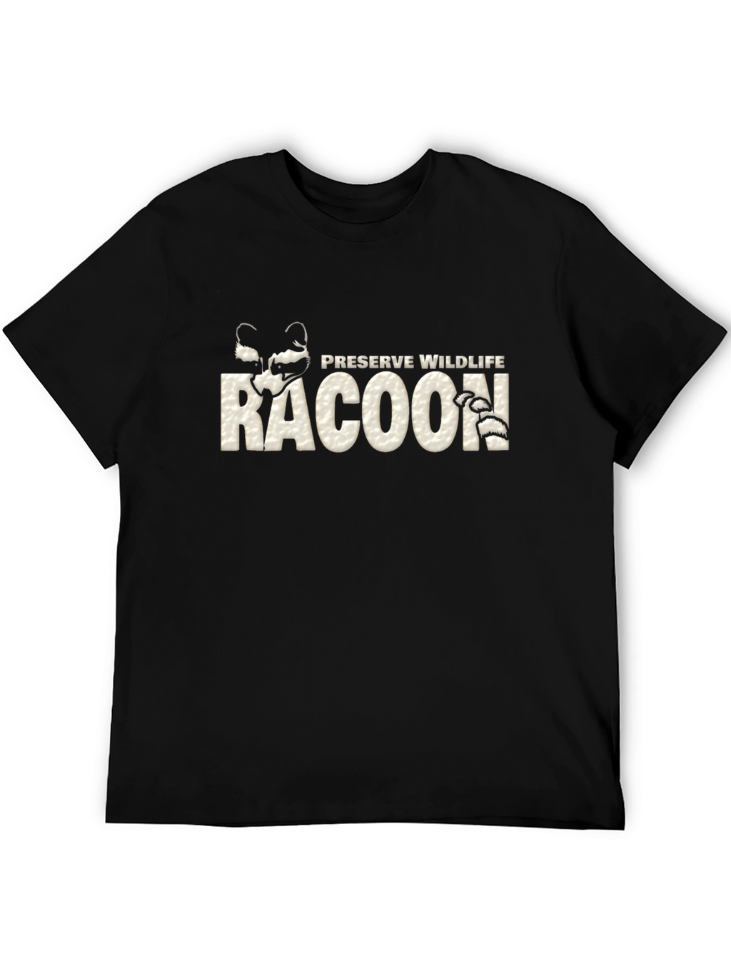 Preserve Wildlife Raccoon Graphic Tee - Black Cotton
