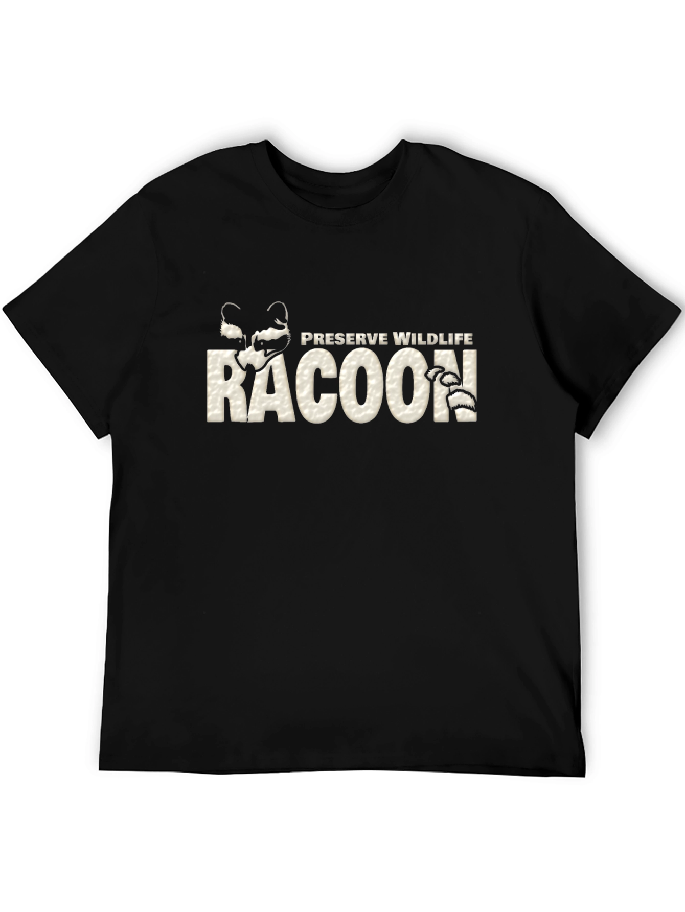 Preserve Wildlife Raccoon Graphic Tee - Black Cotton