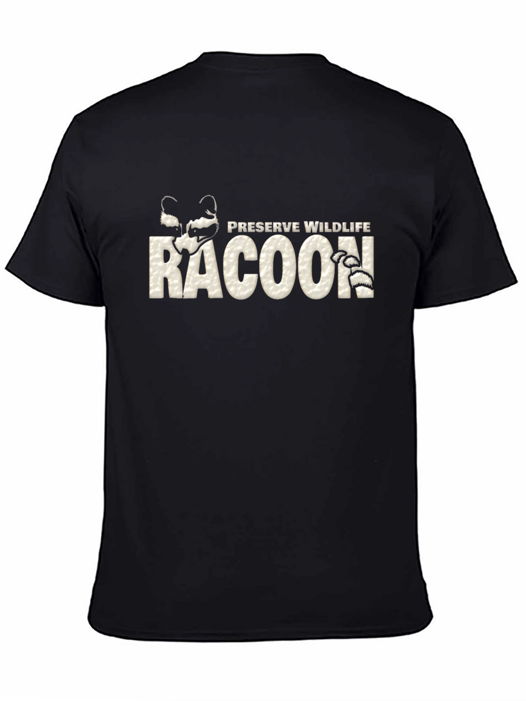 Preserve Wildlife Raccoon Graphic Tee - Black Cotton