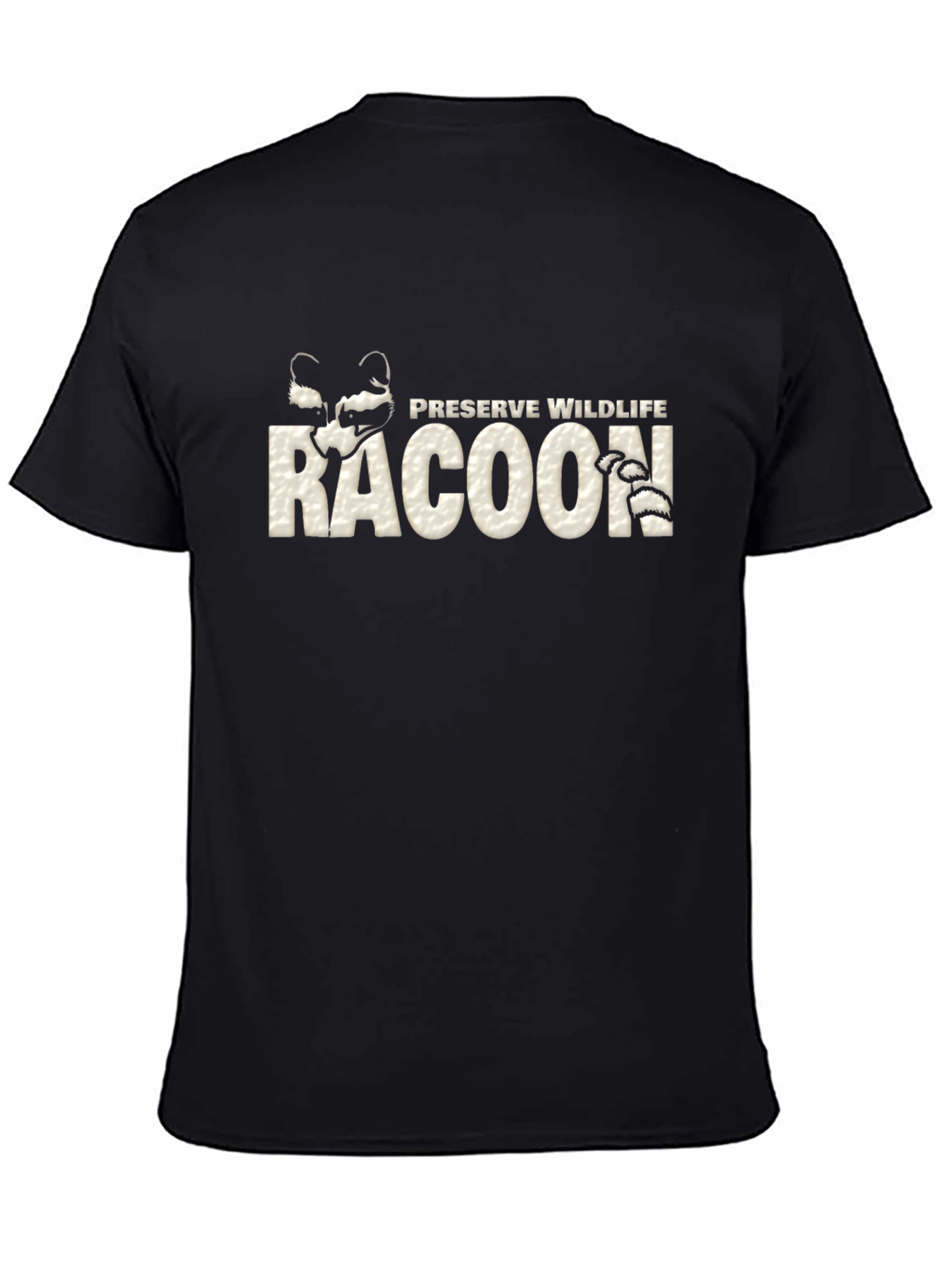Preserve Wildlife Raccoon Graphic Tee - Black Cotton