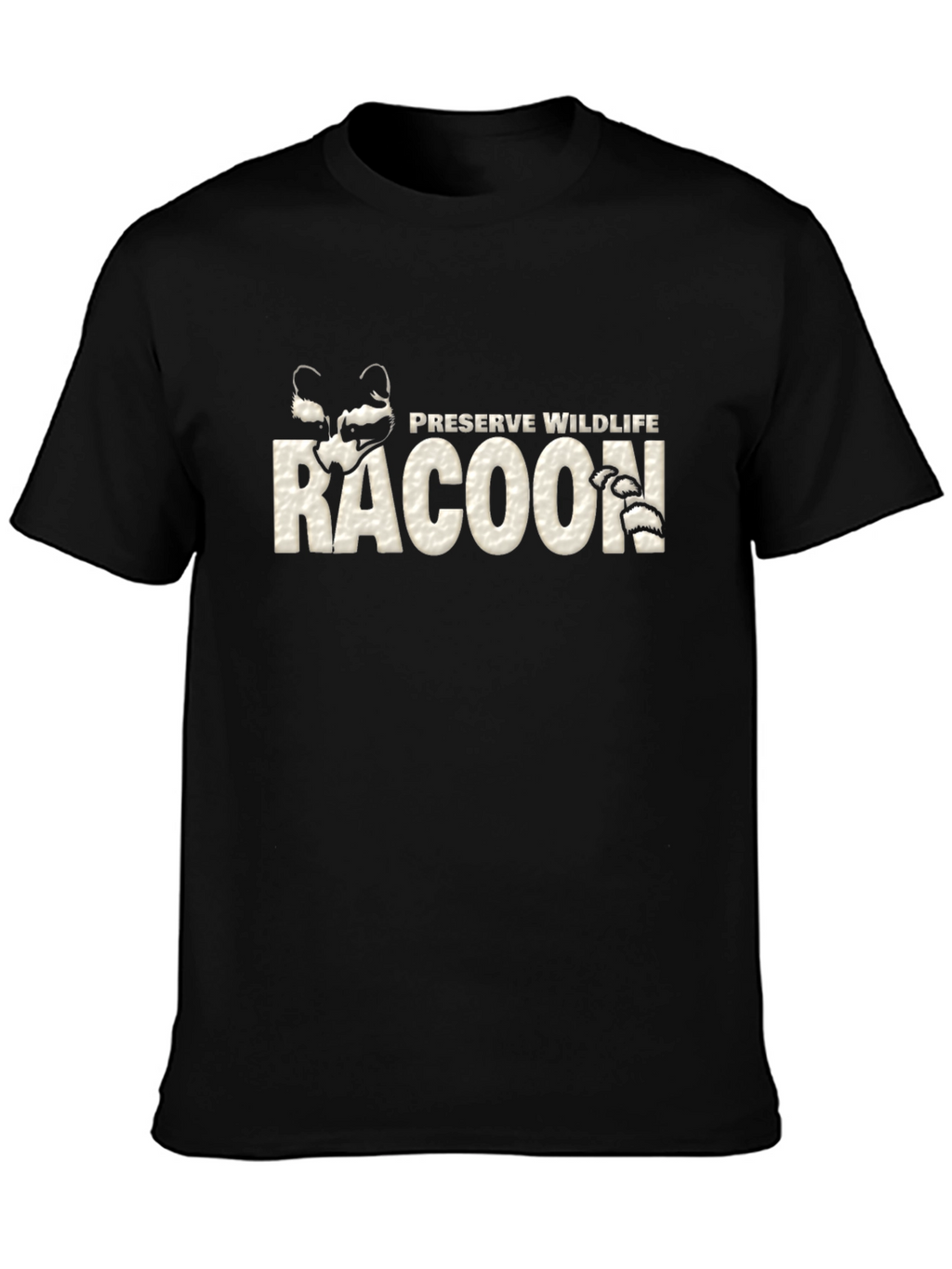 Preserve Wildlife Raccoon Graphic Tee - Black Cotton