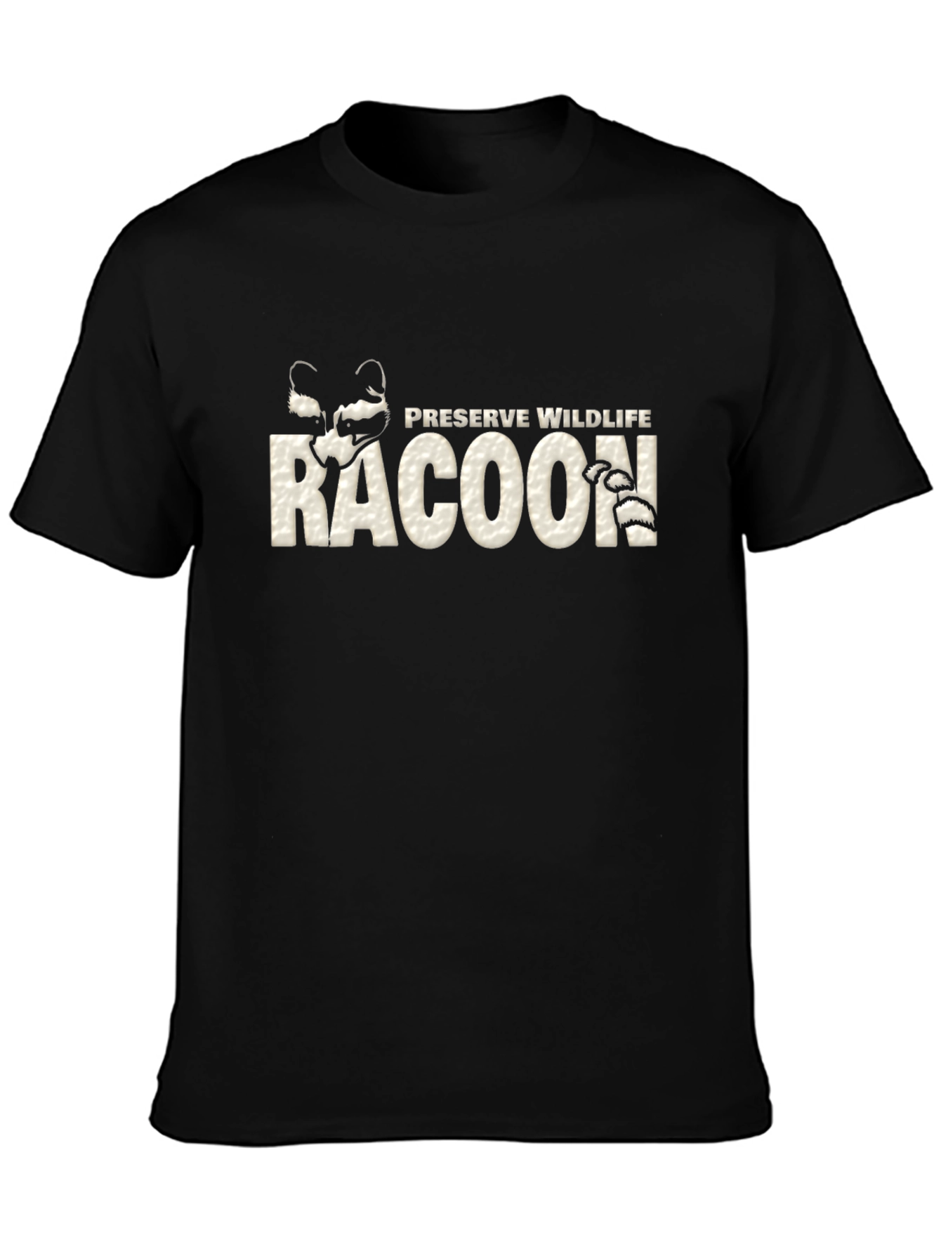 Preserve Wildlife Raccoon Graphic Tee - Black Cotton