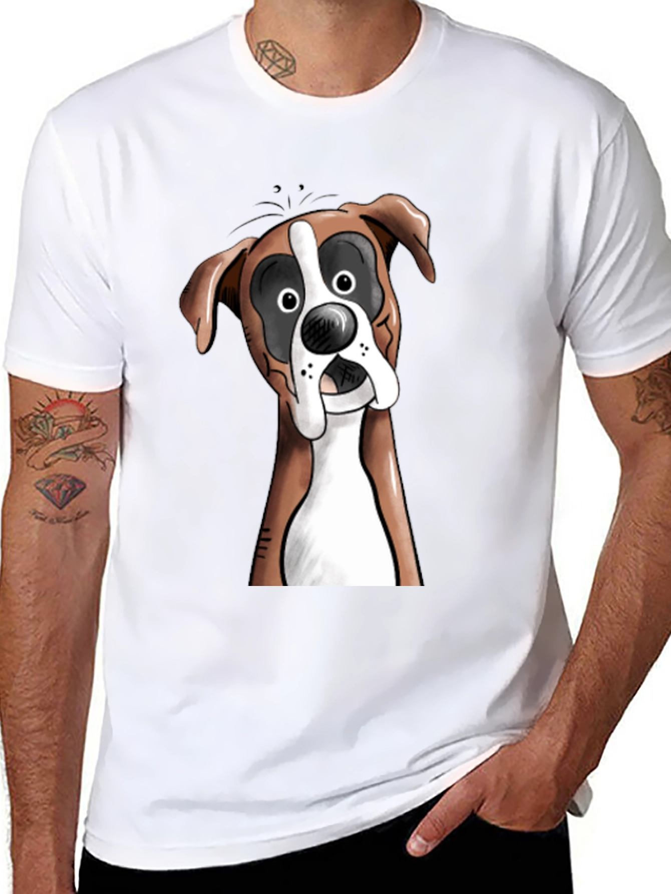 Funny Boxer Dog Graphic T-Shirt - Unisex Black Tee