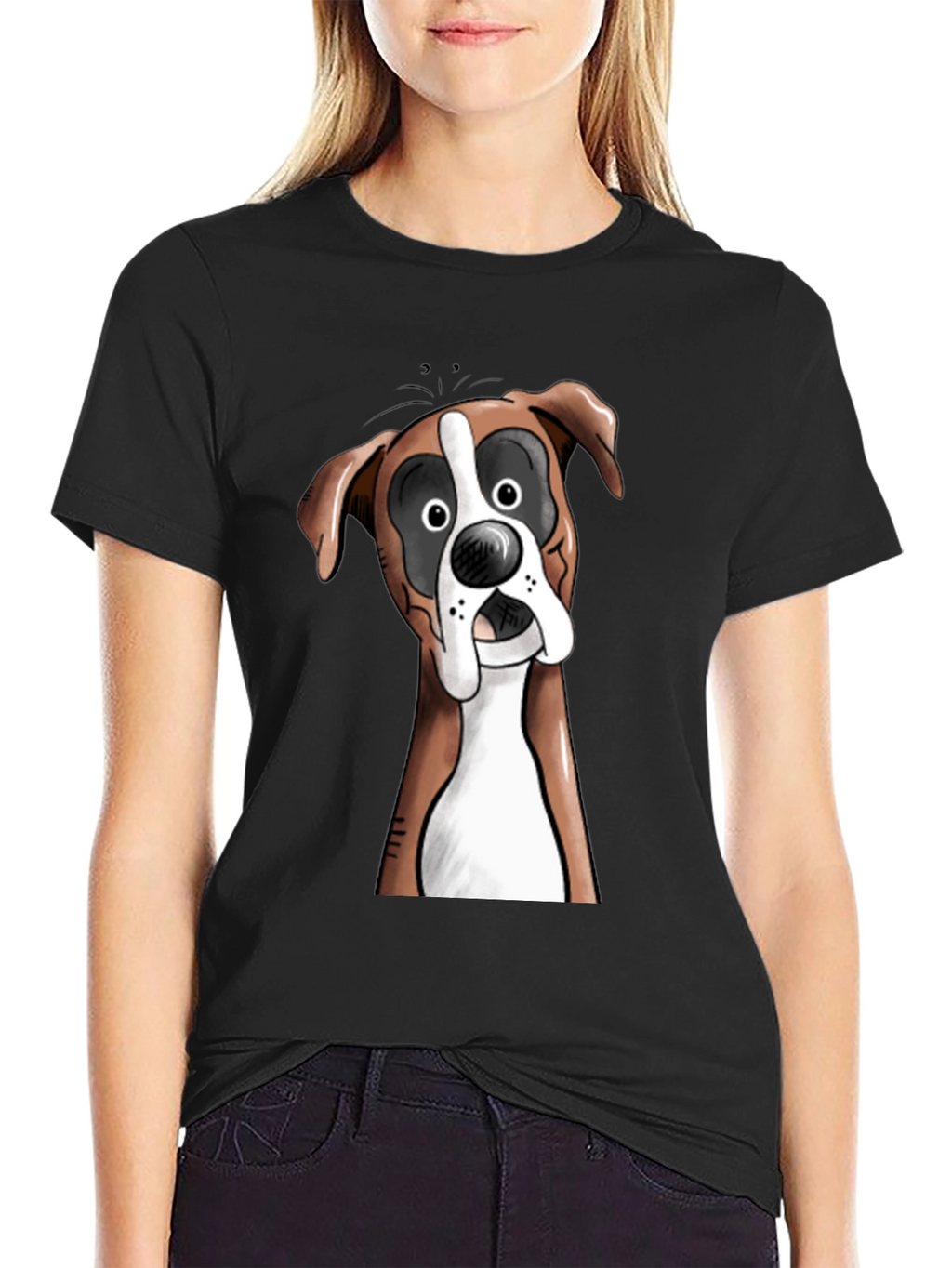 Funny Boxer Dog Graphic T-Shirt - Unisex Black Tee