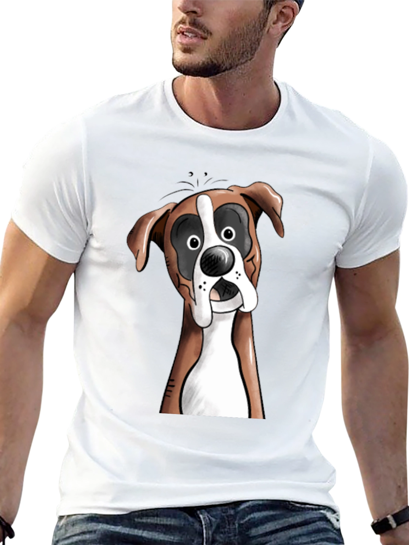 Funny Boxer Dog Graphic T-Shirt - Unisex Black Tee
