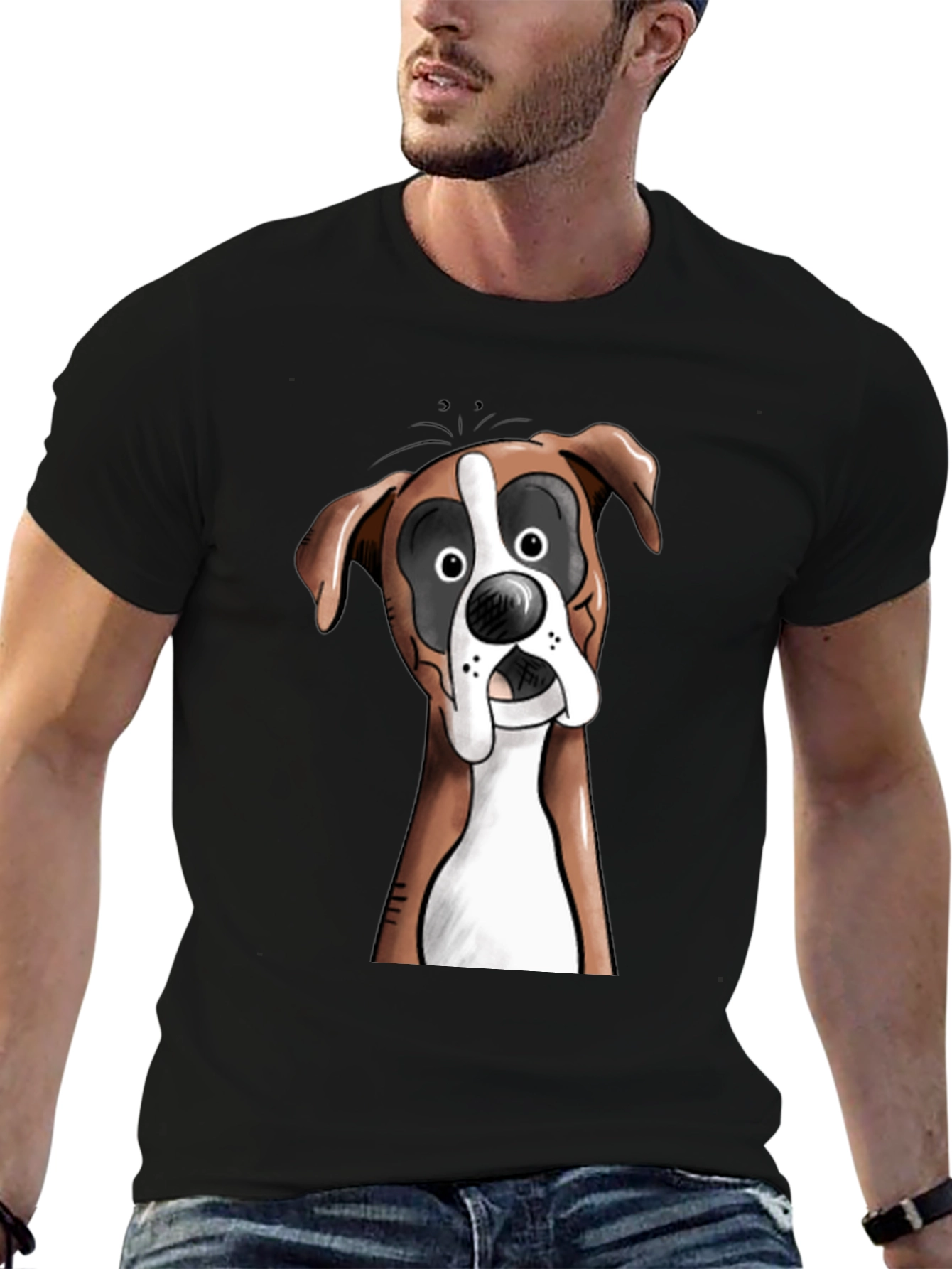Funny Boxer Dog Graphic T-Shirt - Unisex Black Tee