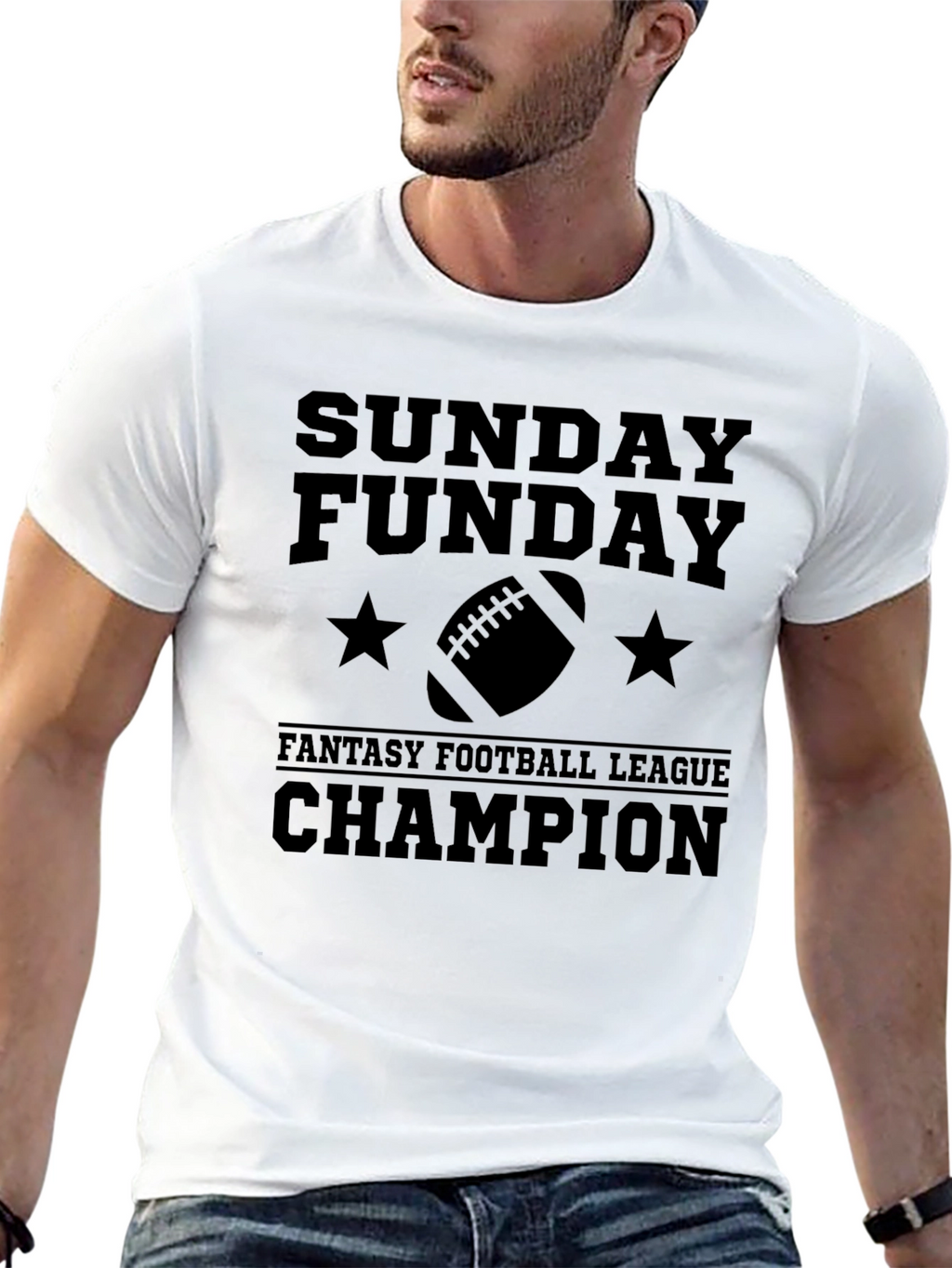 Sunday Funday Fantasy Football Champion Black T-Shirt