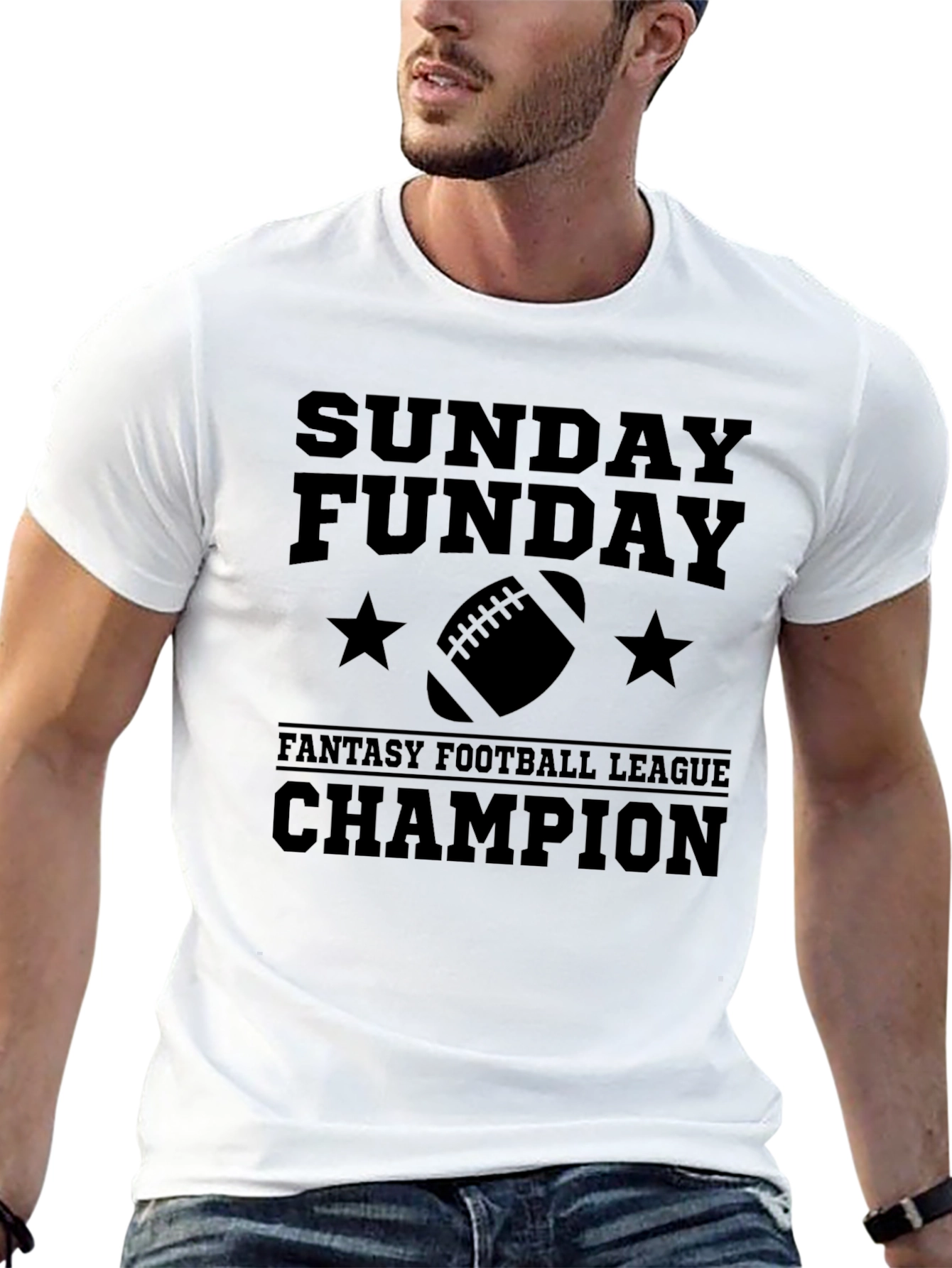 Sunday Funday Fantasy Football Champion Black T-Shirt