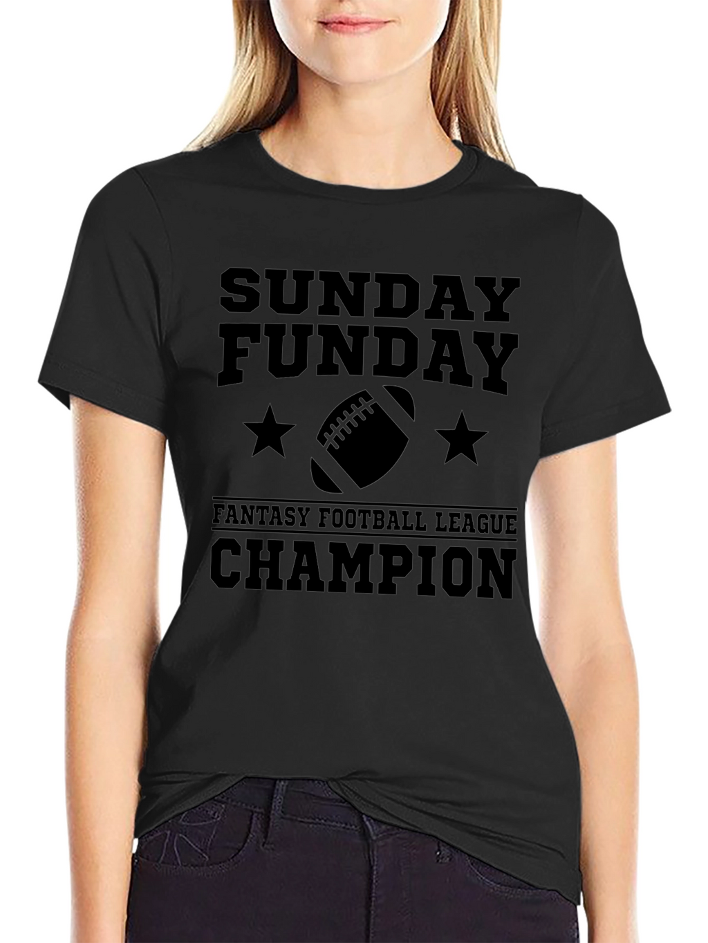 Sunday Funday Fantasy Football Champion Black T-Shirt