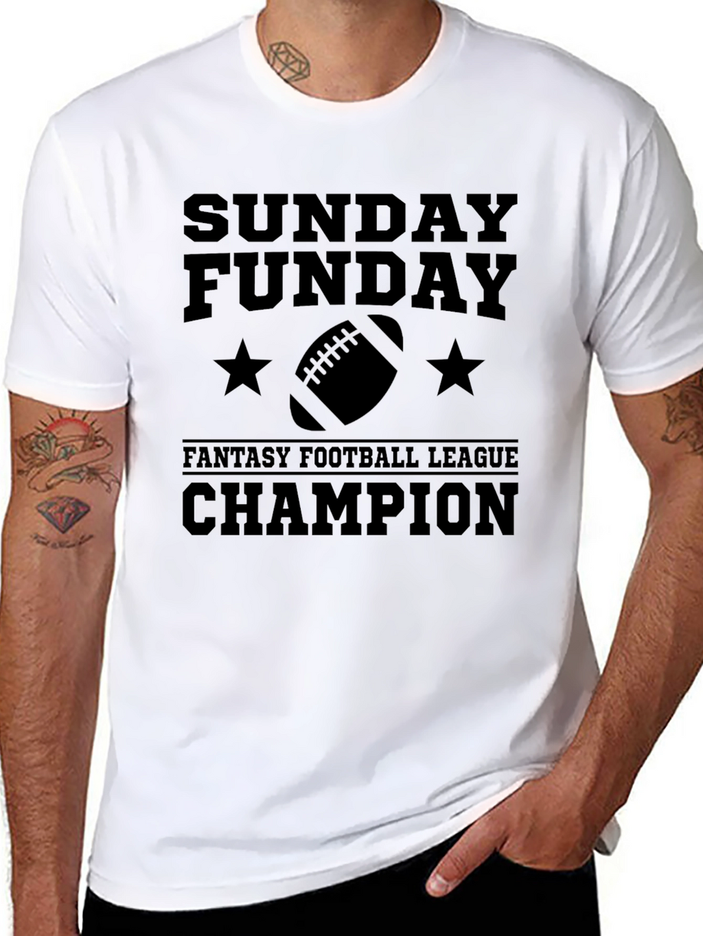 Sunday Funday Fantasy Football Champion Black T-Shirt