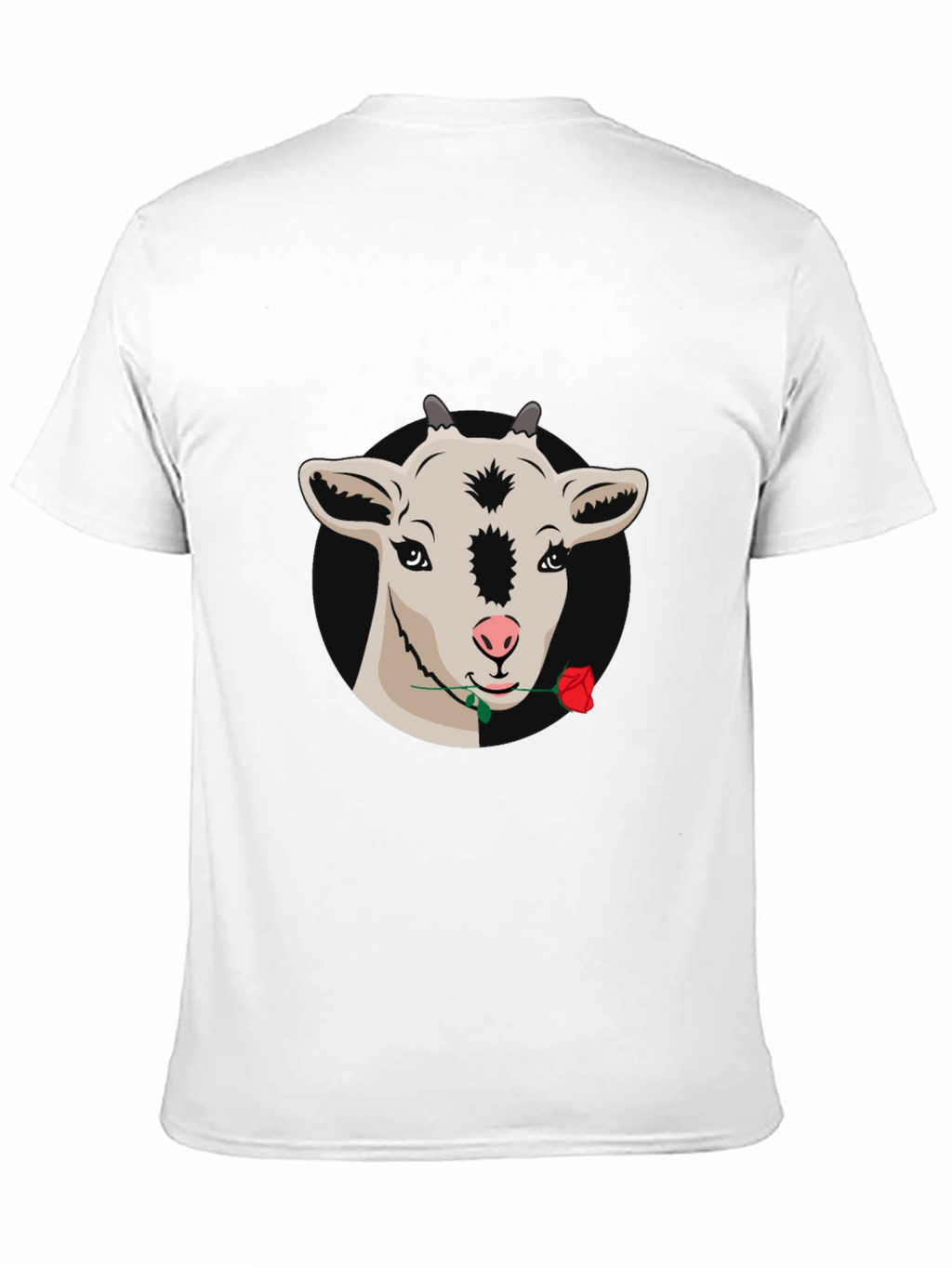 Goat with Rose Graphic Tee - Black Casual T-Shirt