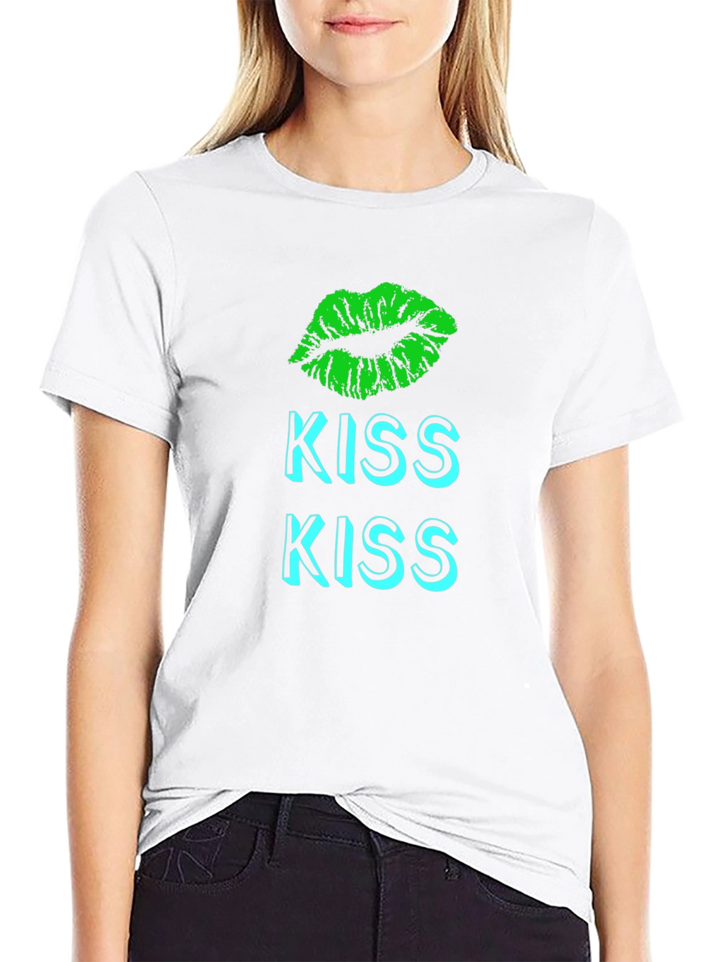 Kiss Lips Graphic T-Shirt - Black Casual Tee