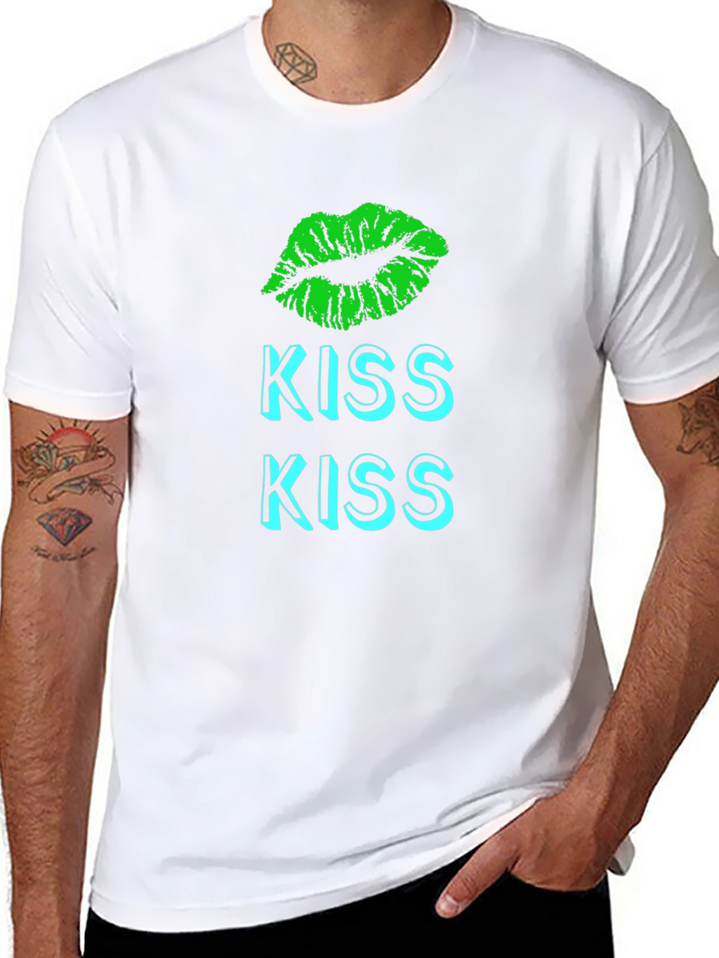 Kiss Lips Graphic T-Shirt - Black Casual Tee