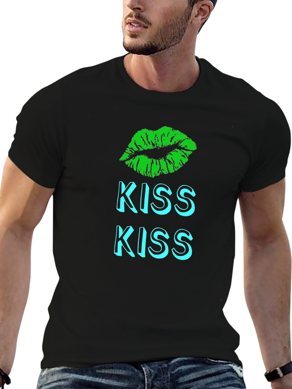 Kiss Lips Graphic T-Shirt - Black Casual Tee