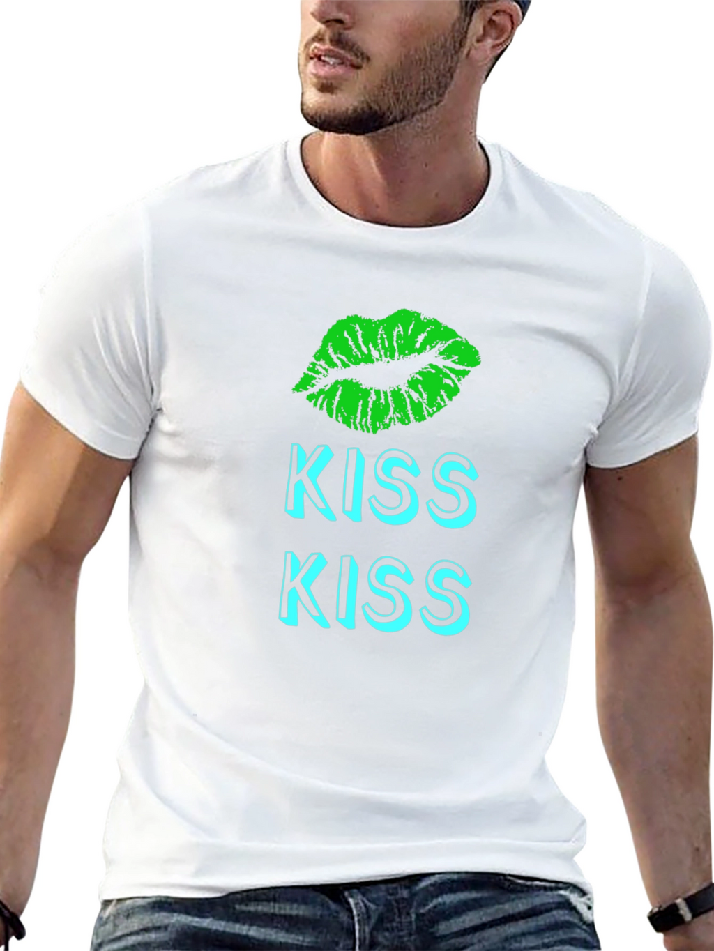 Kiss Lips Graphic T-Shirt - Black Casual Tee