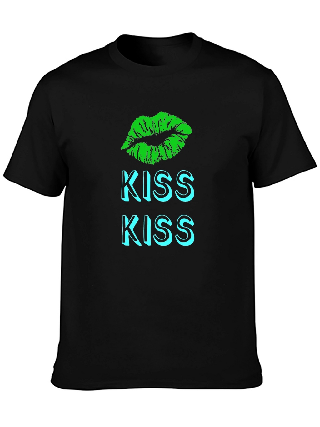 Kiss Lips Graphic T-Shirt - Black Casual Tee