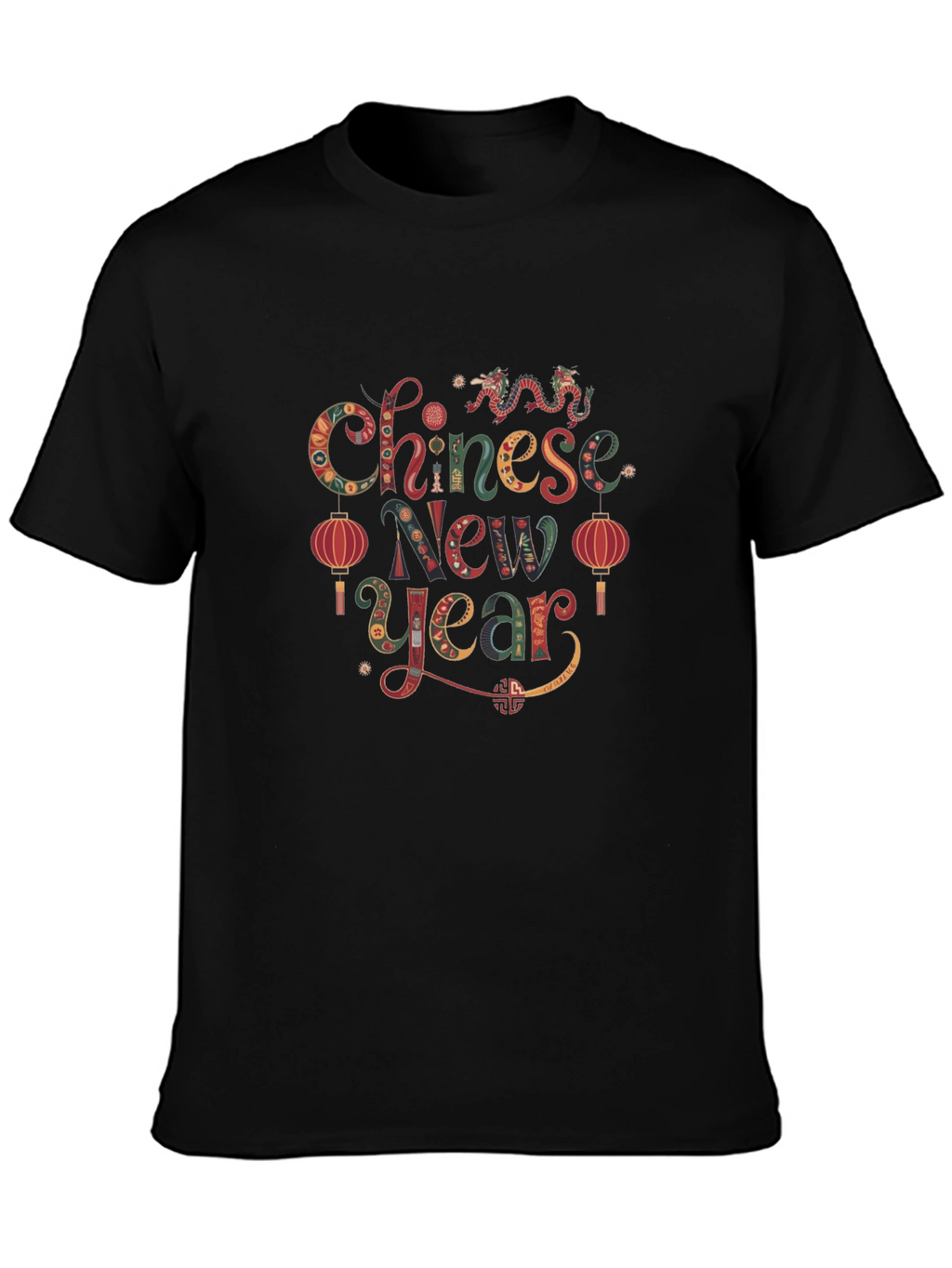 Chinese New Year Graphic Black T-Shirt