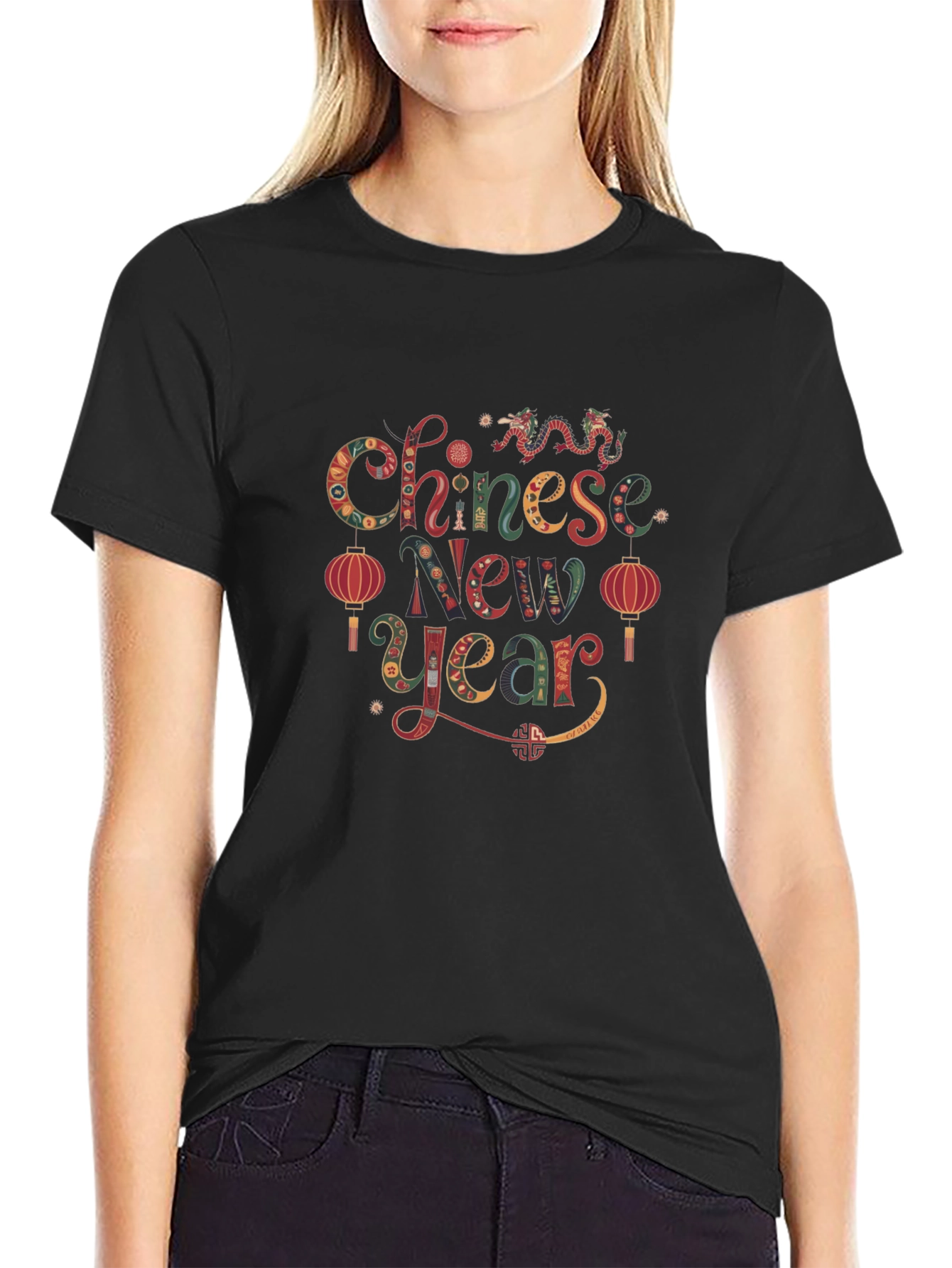 Chinese New Year Graphic Black T-Shirt
