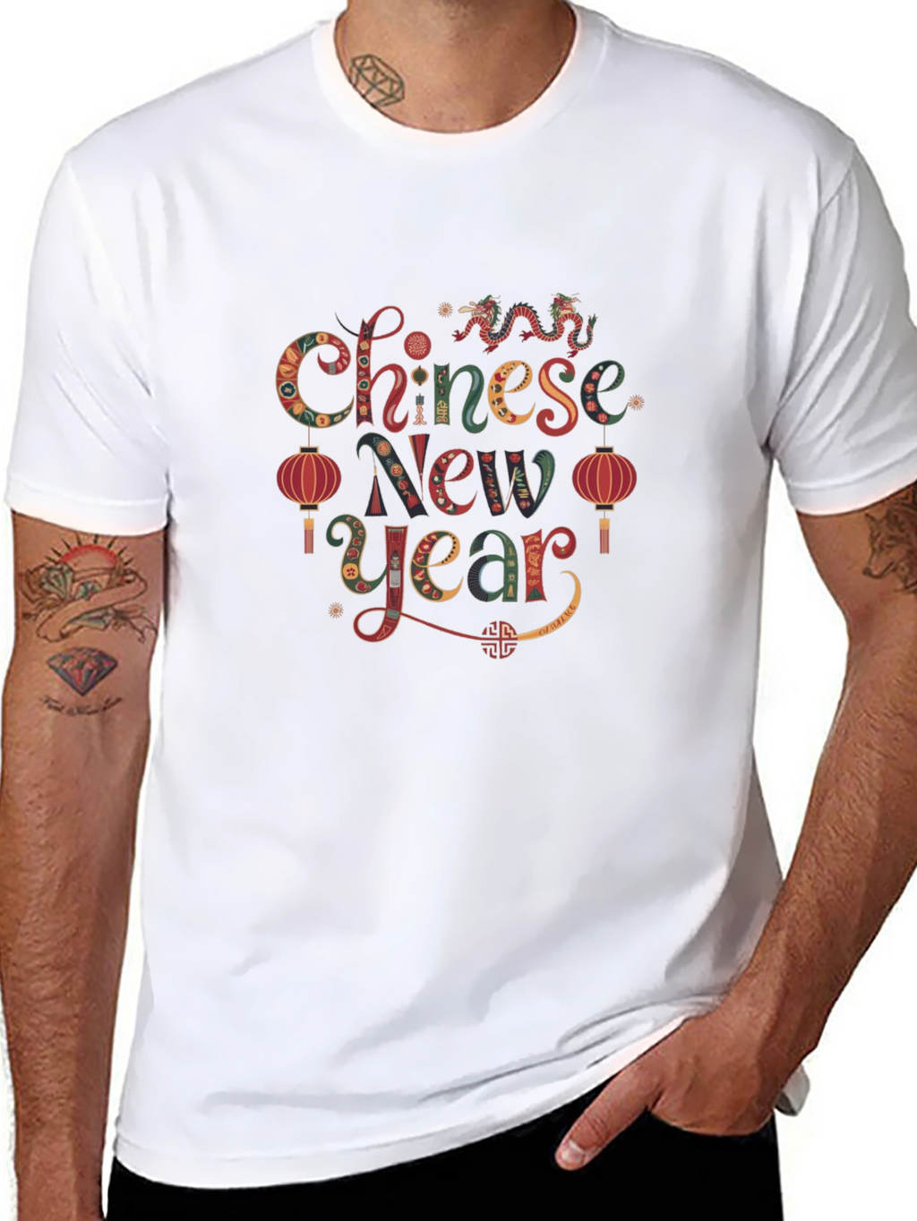 Chinese New Year Graphic Black T-Shirt