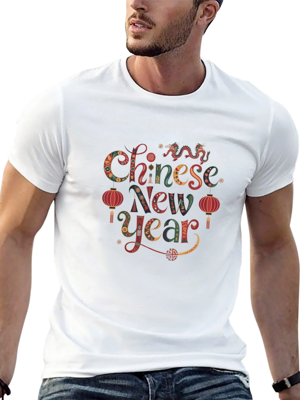 Chinese New Year Graphic Black T-Shirt