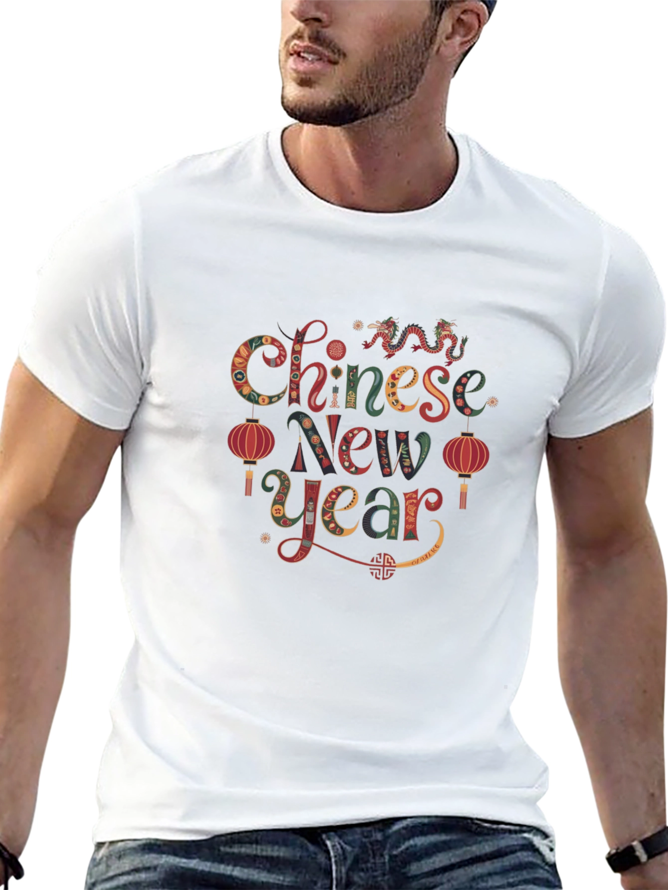 Chinese New Year Graphic Black T-Shirt