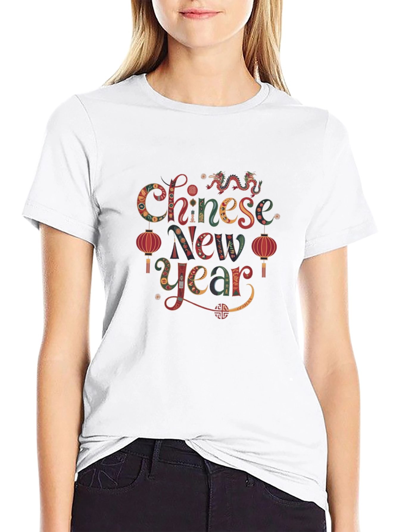Chinese New Year Graphic Black T-Shirt