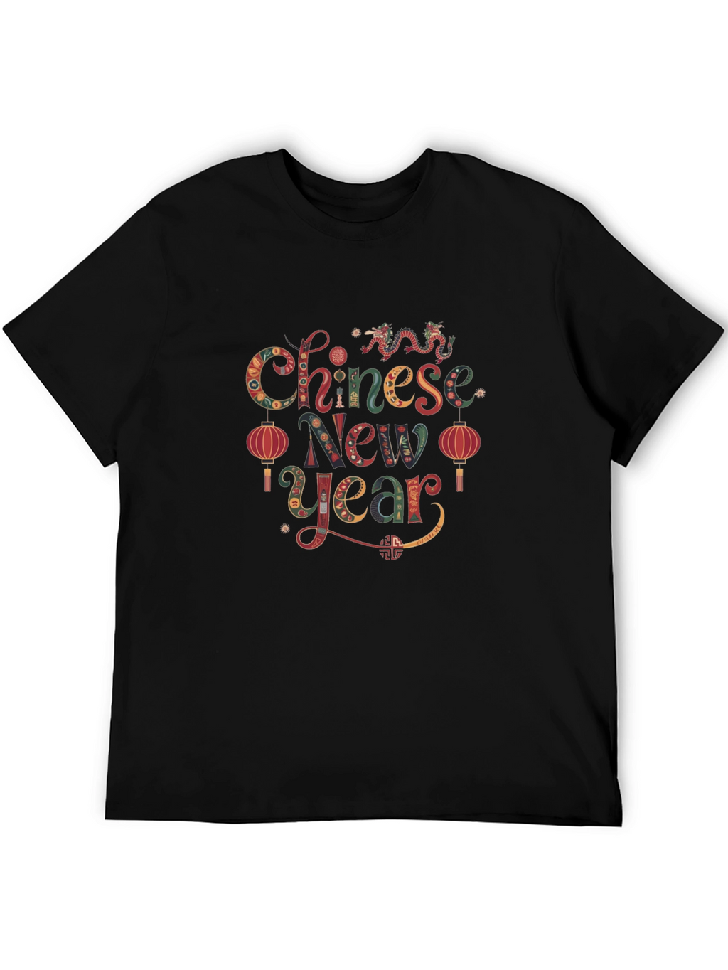 Chinese New Year Graphic Black T-Shirt