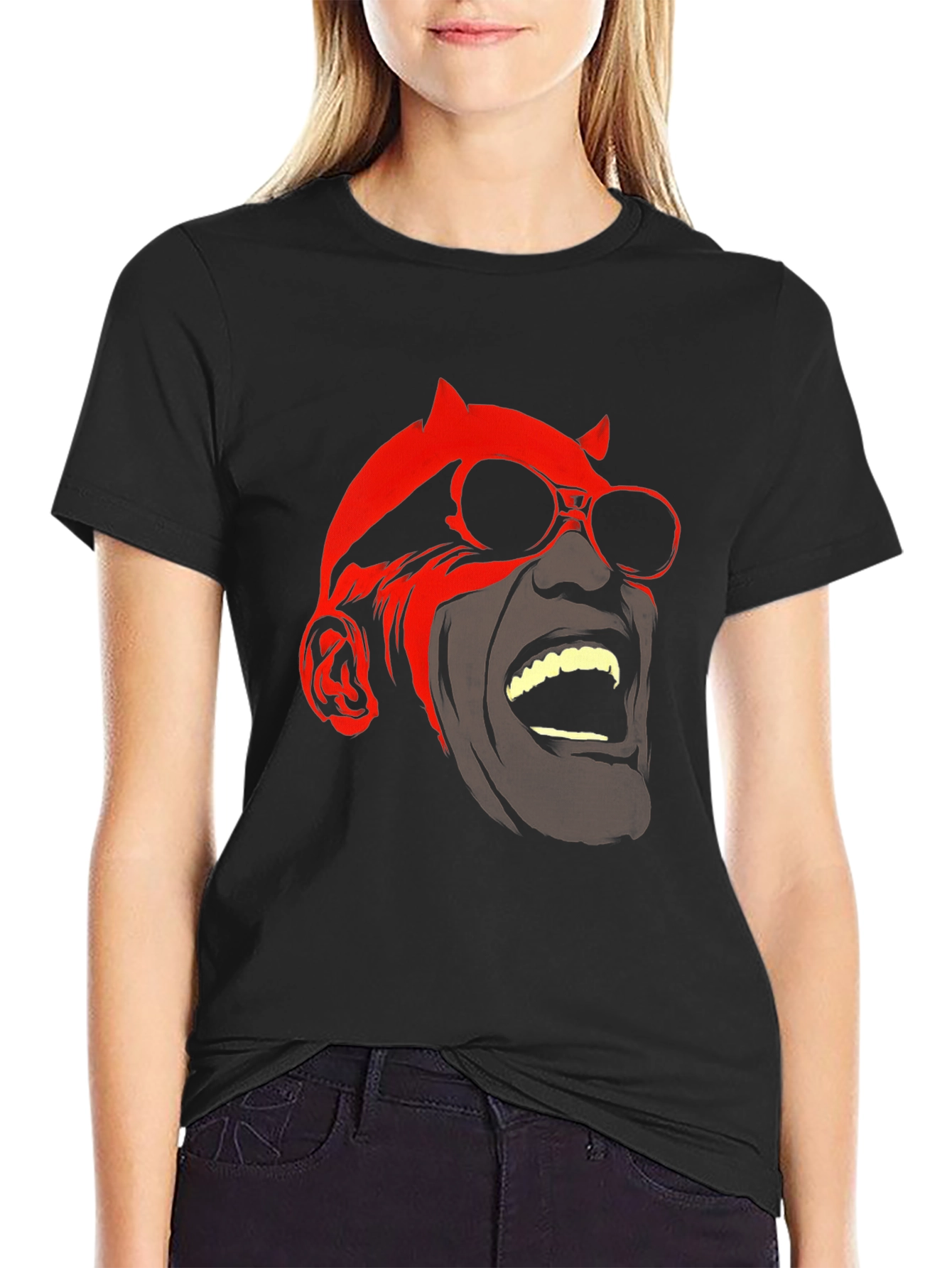 Devil Graphic Tee - Black Cotton Blend