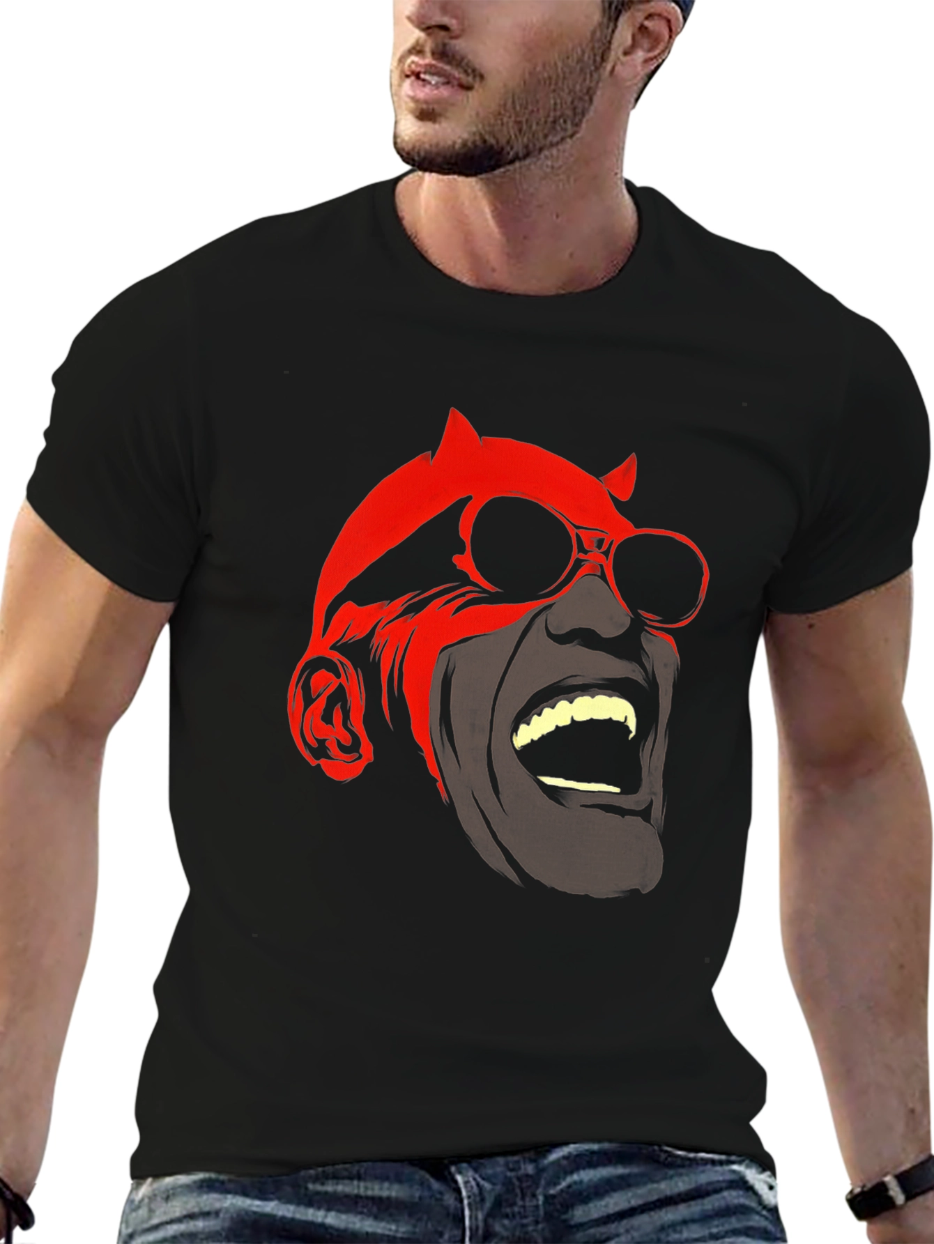 Devil Graphic Tee - Black Cotton Blend