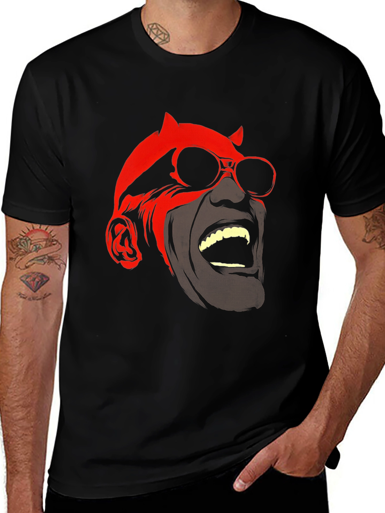 Devil Graphic Tee - Black Cotton Blend