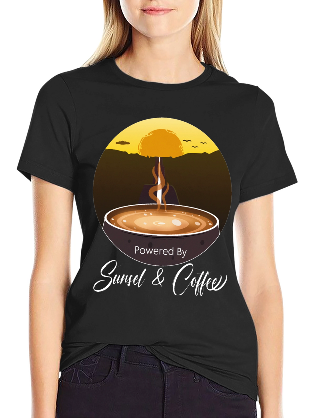Sunset & Coffee Graphic Tee - Relaxed Fit
