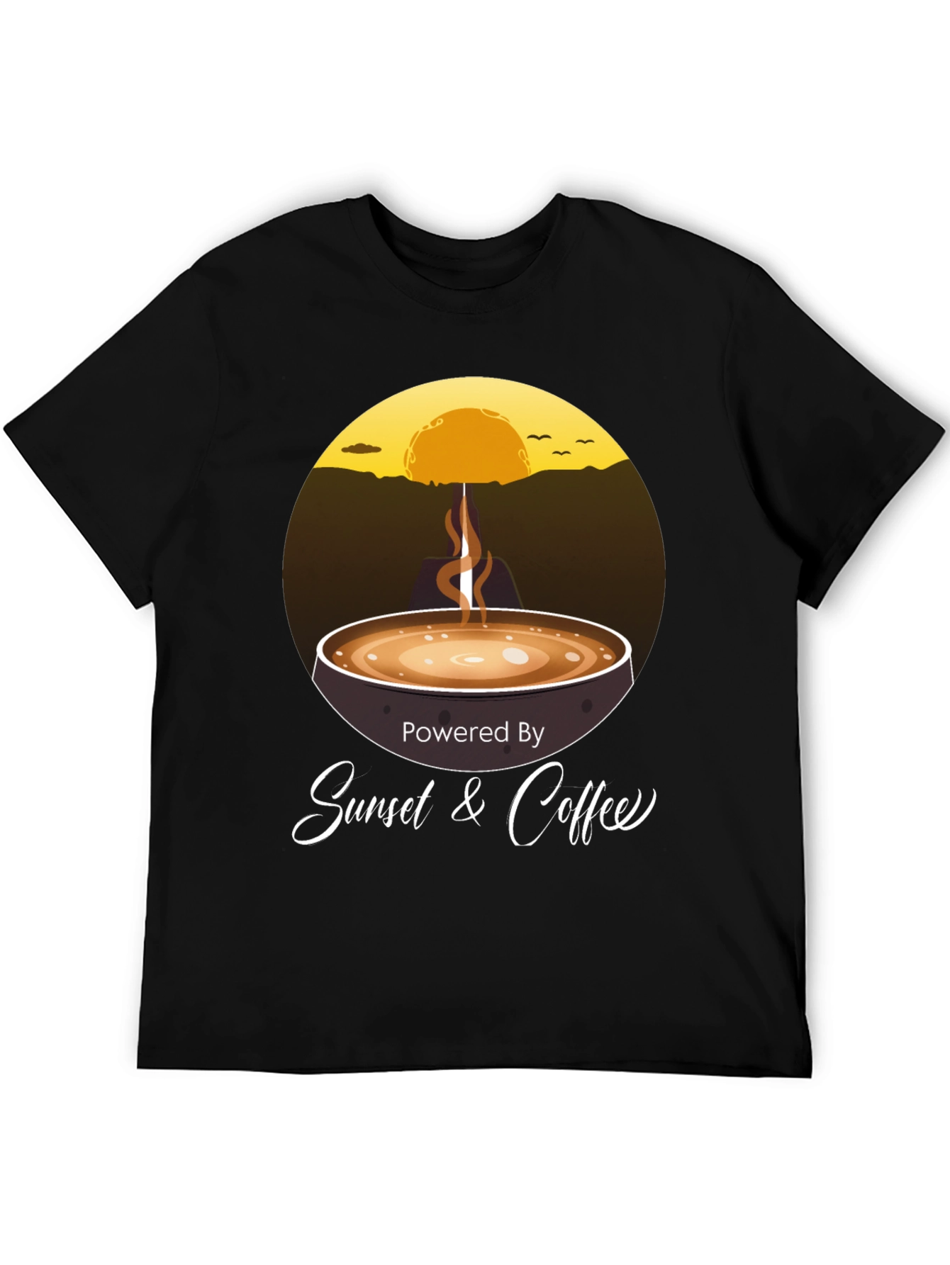 Sunset & Coffee Graphic Tee - Relaxed Fit