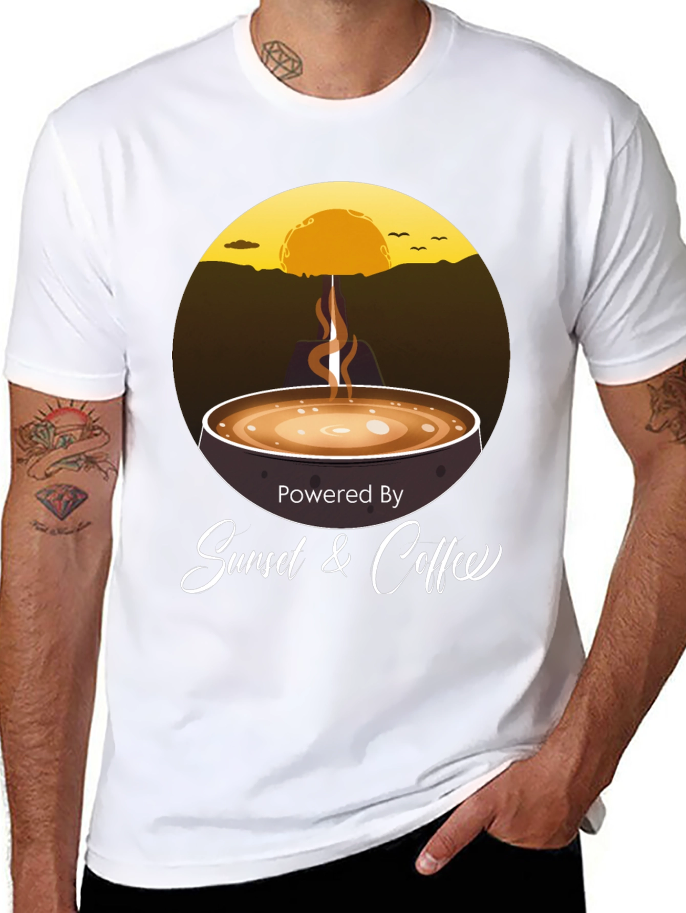 Sunset & Coffee Graphic Tee - Relaxed Fit