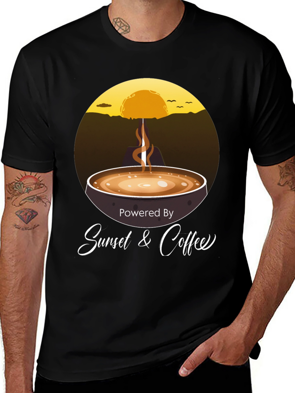 Sunset & Coffee Graphic Tee - Relaxed Fit