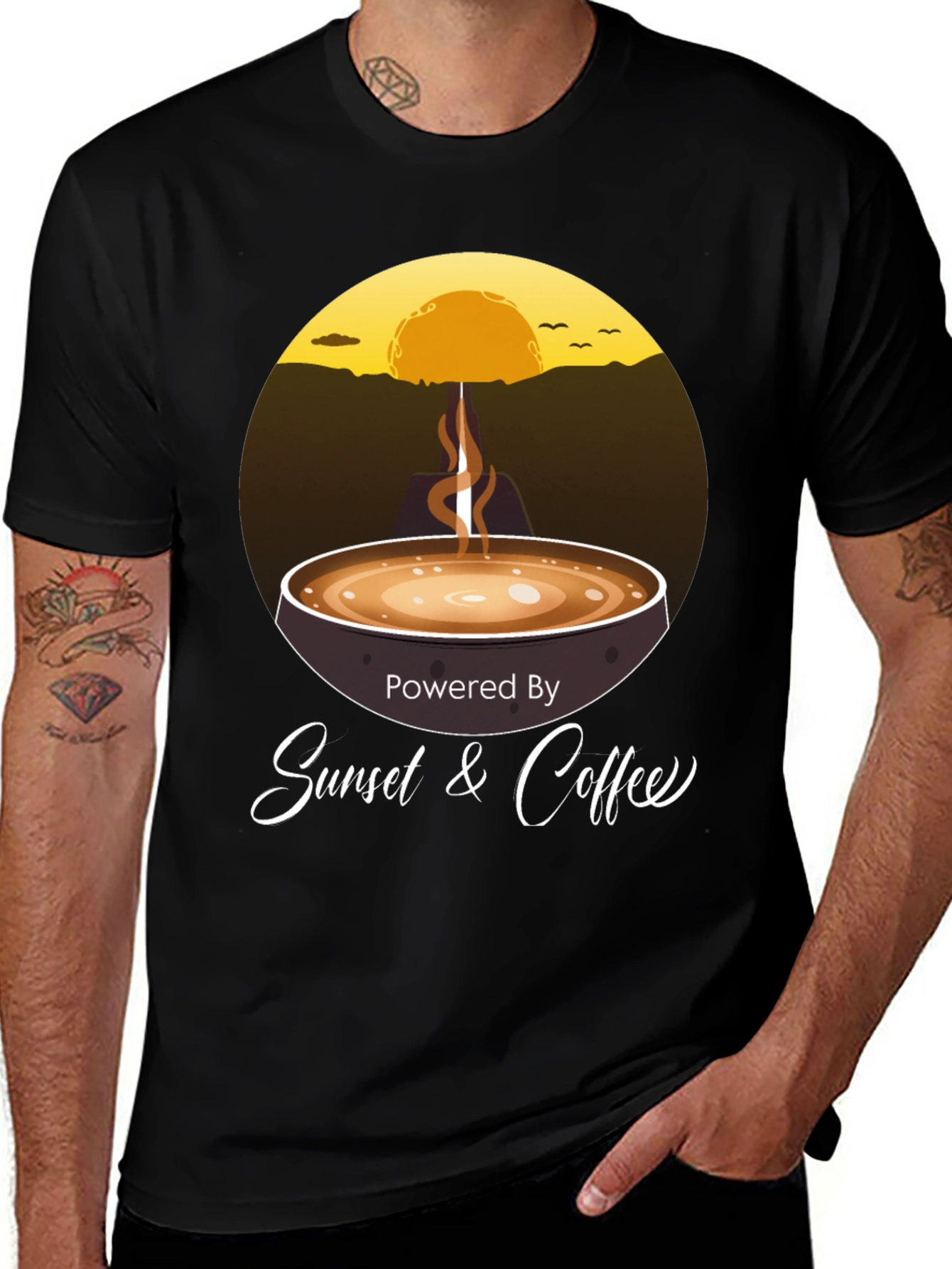 Sunset & Coffee Graphic Tee - Relaxed Fit