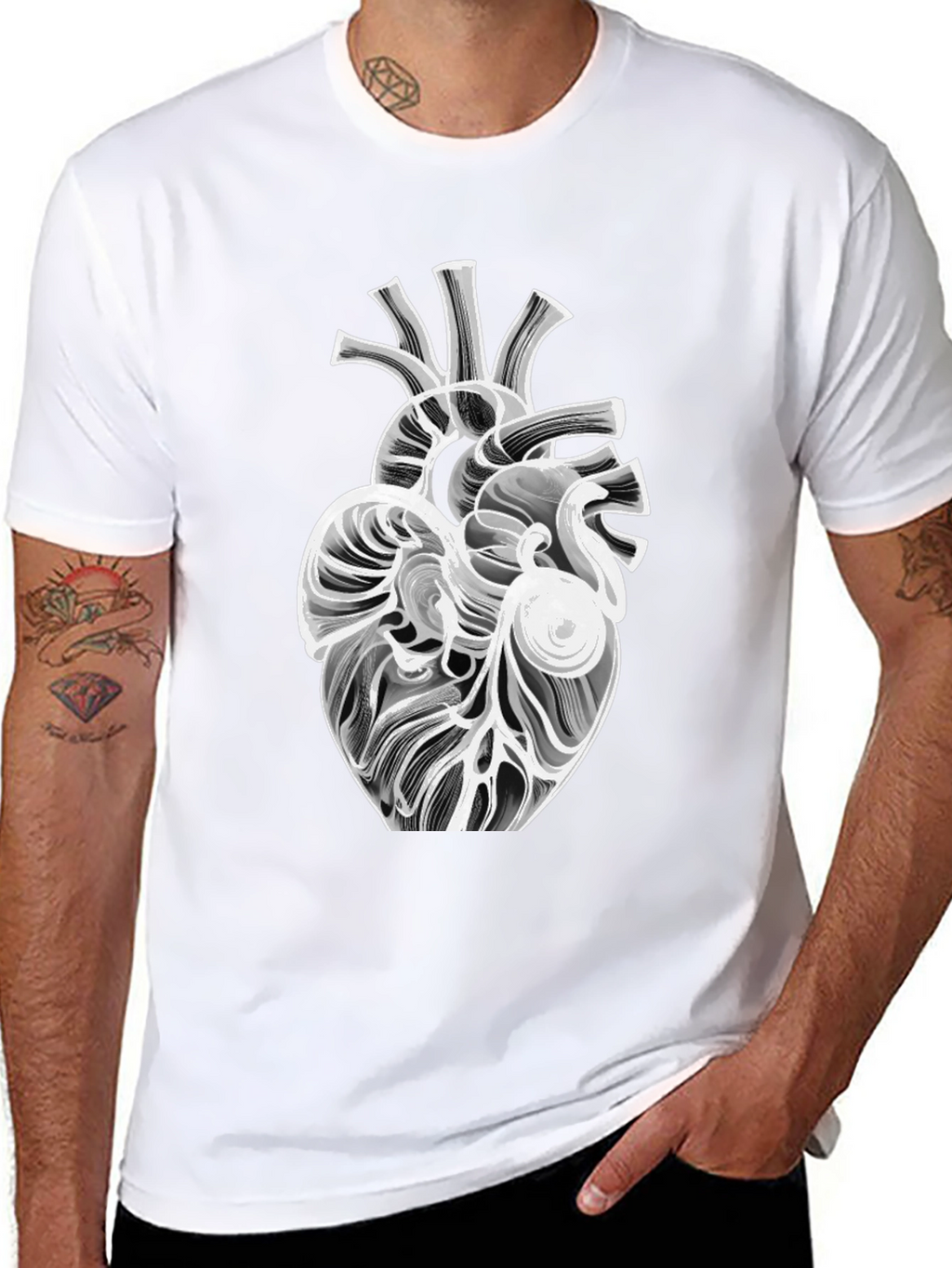 Anatomical Heart Graphic Tee - Modern Black T-Shirt