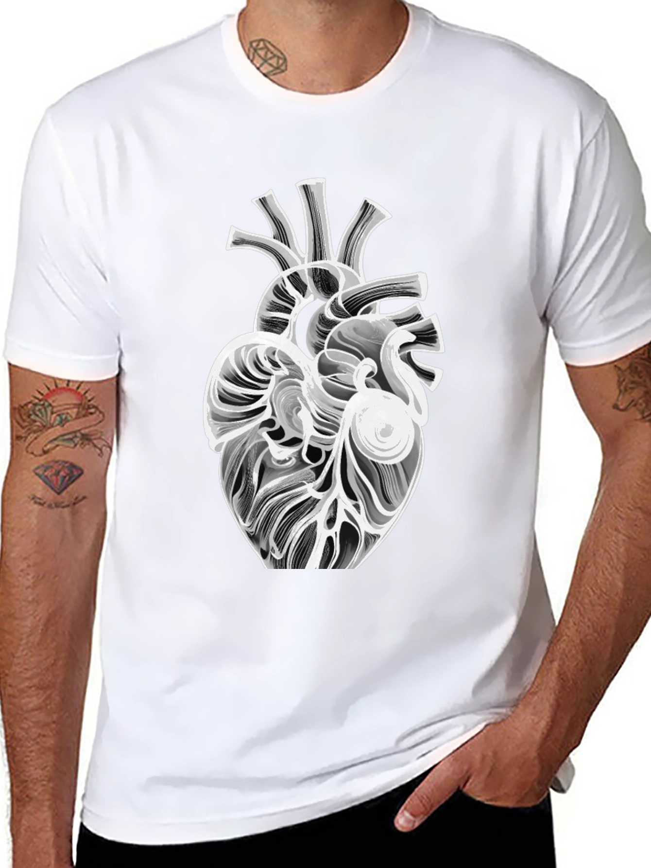 Anatomical Heart Graphic Tee - Modern Black T-Shirt