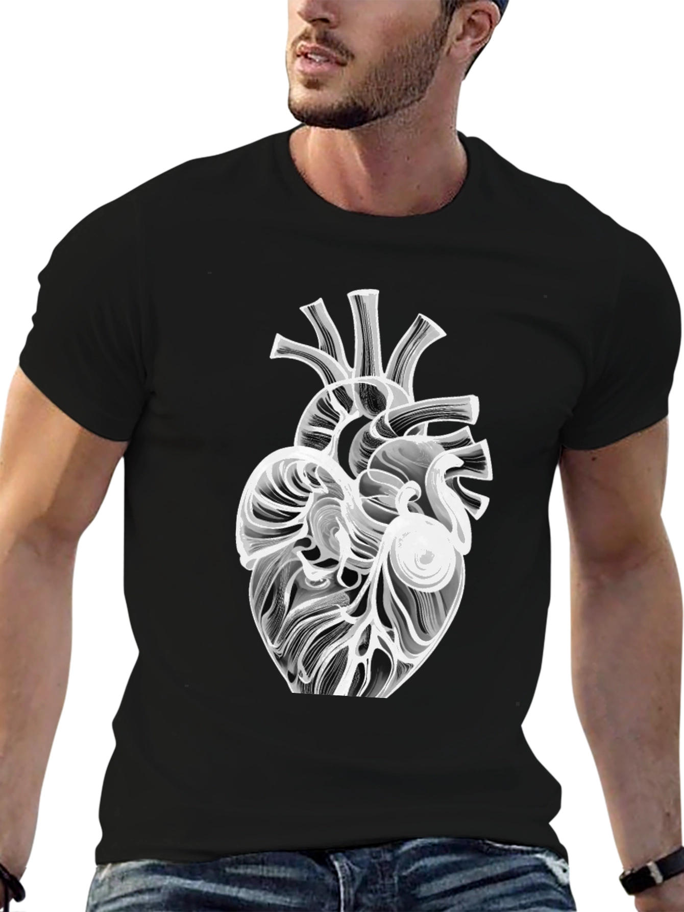 Anatomical Heart Graphic Tee - Modern Black T-Shirt