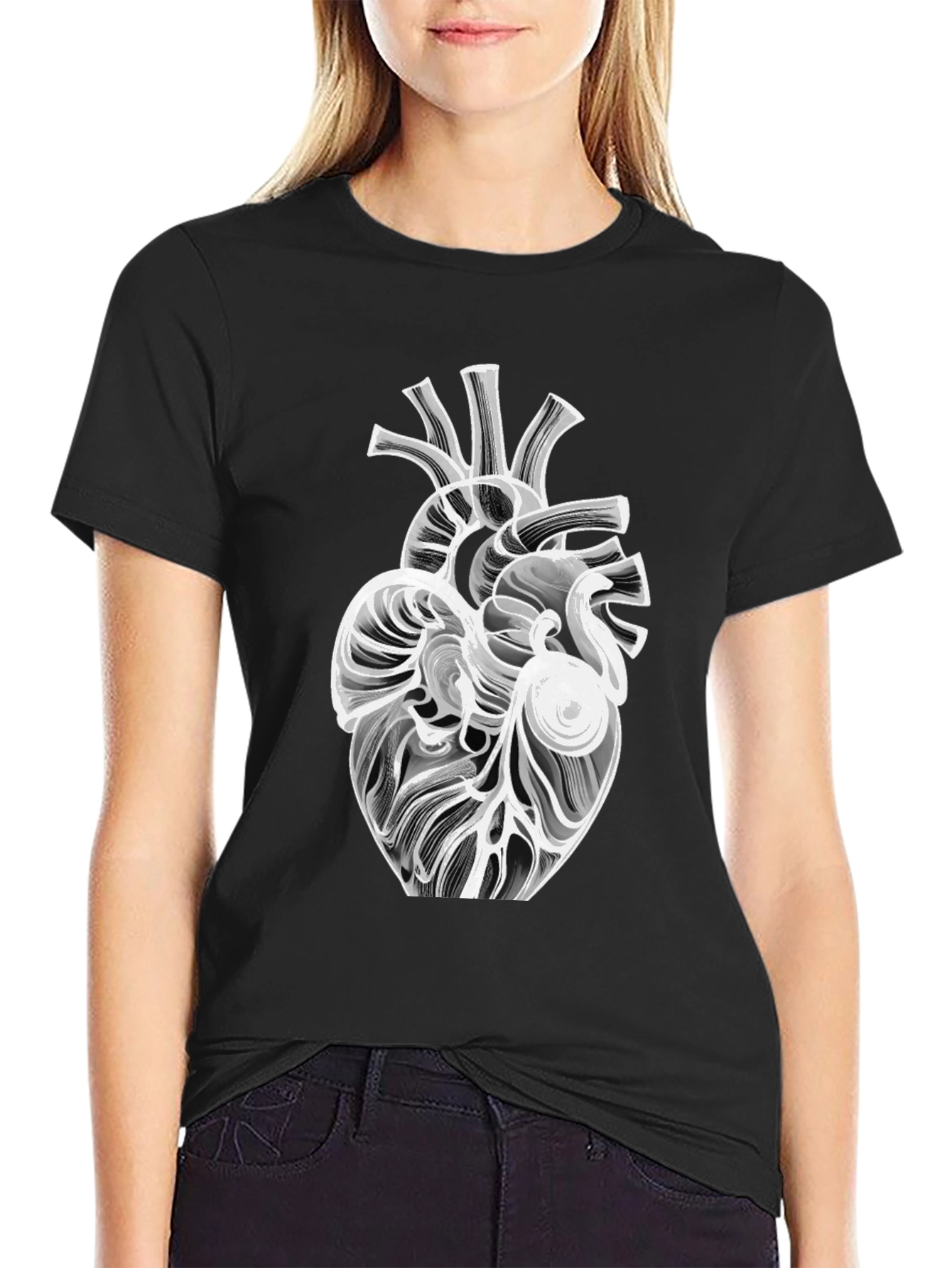 Anatomical Heart Graphic Tee - Modern Black T-Shirt
