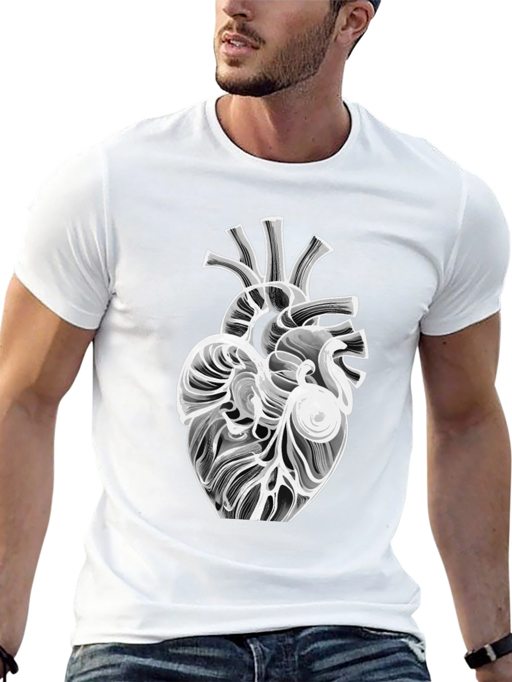 Anatomical Heart Graphic Tee - Modern Black T-Shirt