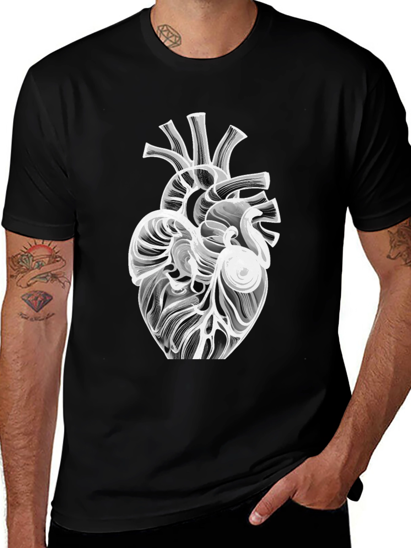 Anatomical Heart Graphic Tee - Modern Black T-Shirt