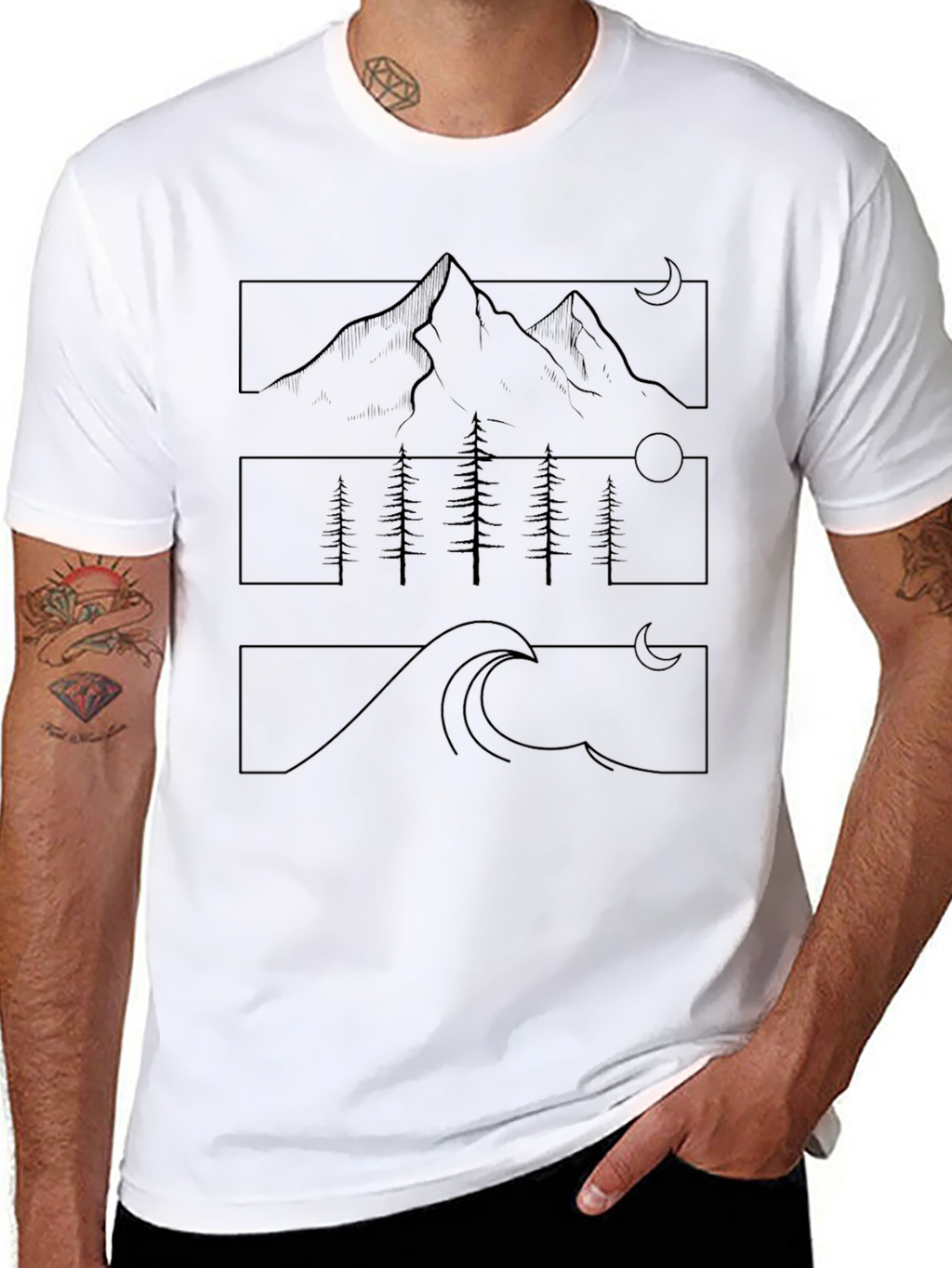 Nature Scene Graphic Tee - Black