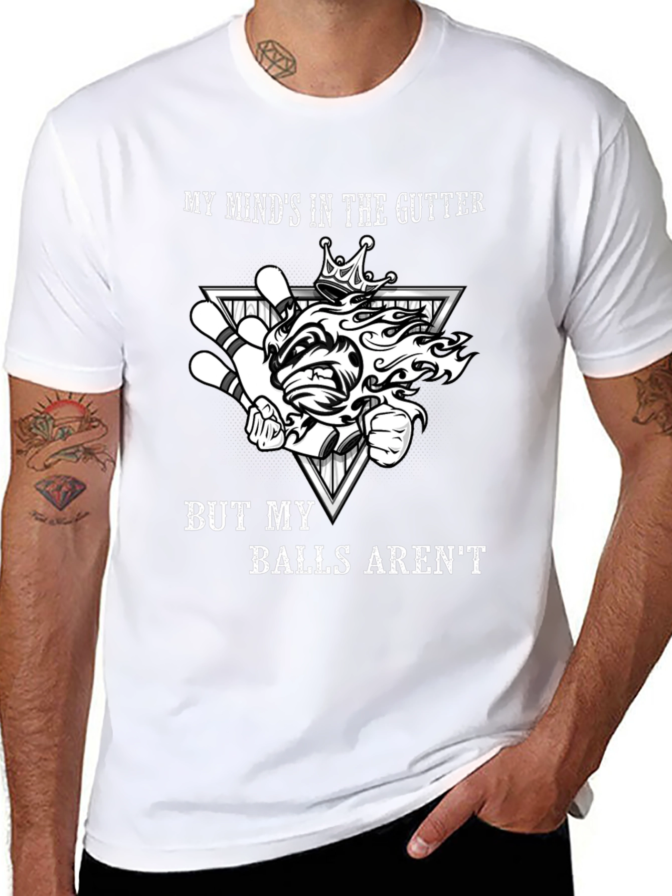 Bowling Humor T-Shirt - My Minds in the Gutter