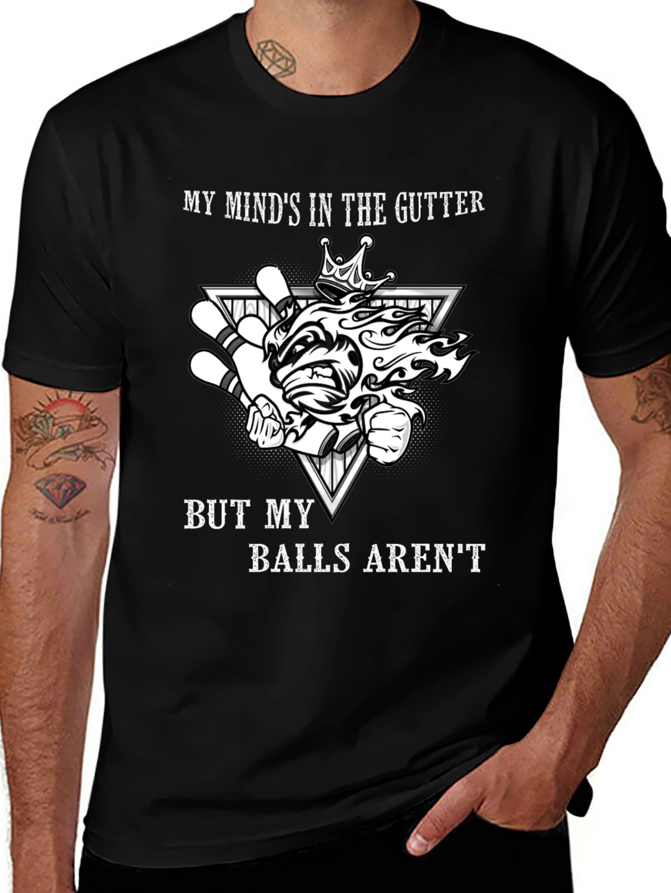 Bowling Humor T-Shirt - My Minds in the Gutter