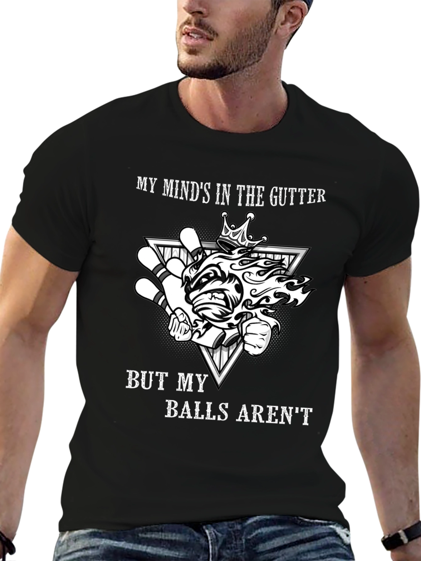 Bowling Humor T-Shirt - My Minds in the Gutter